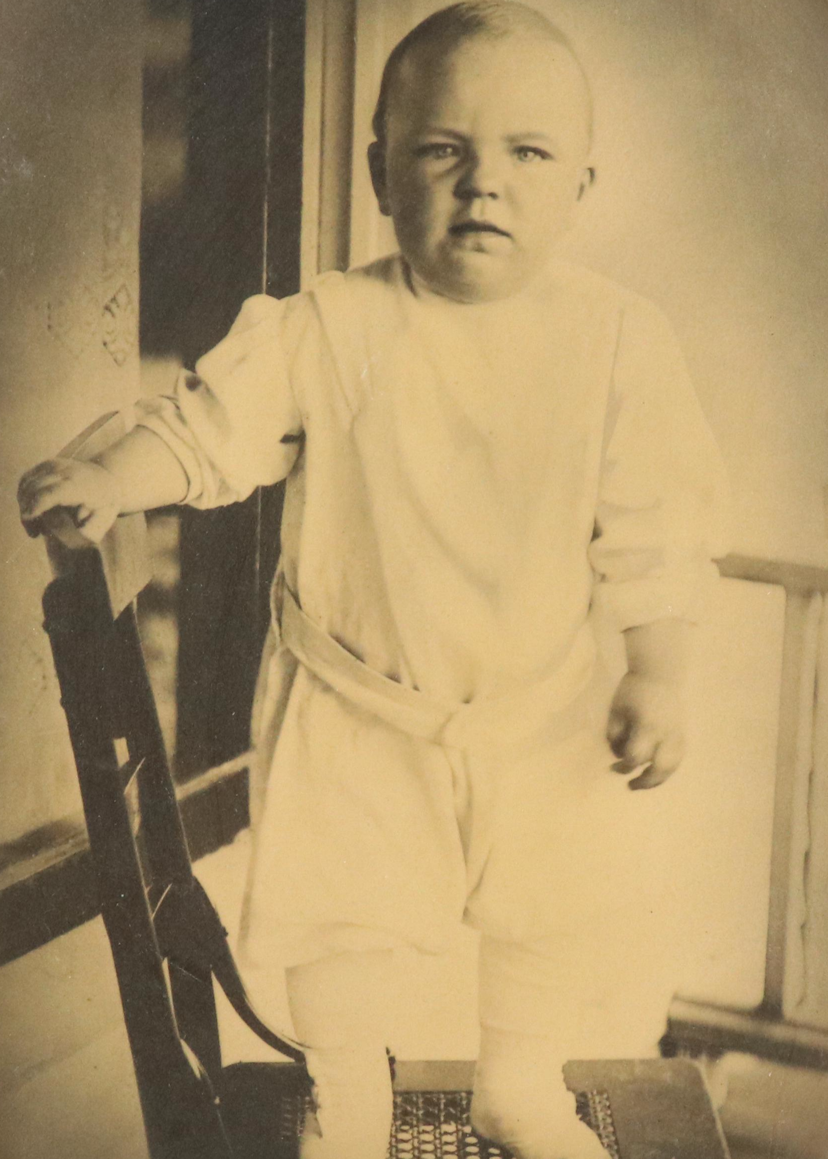 Antique Enlarged Portrait Photograph of Standing Baby