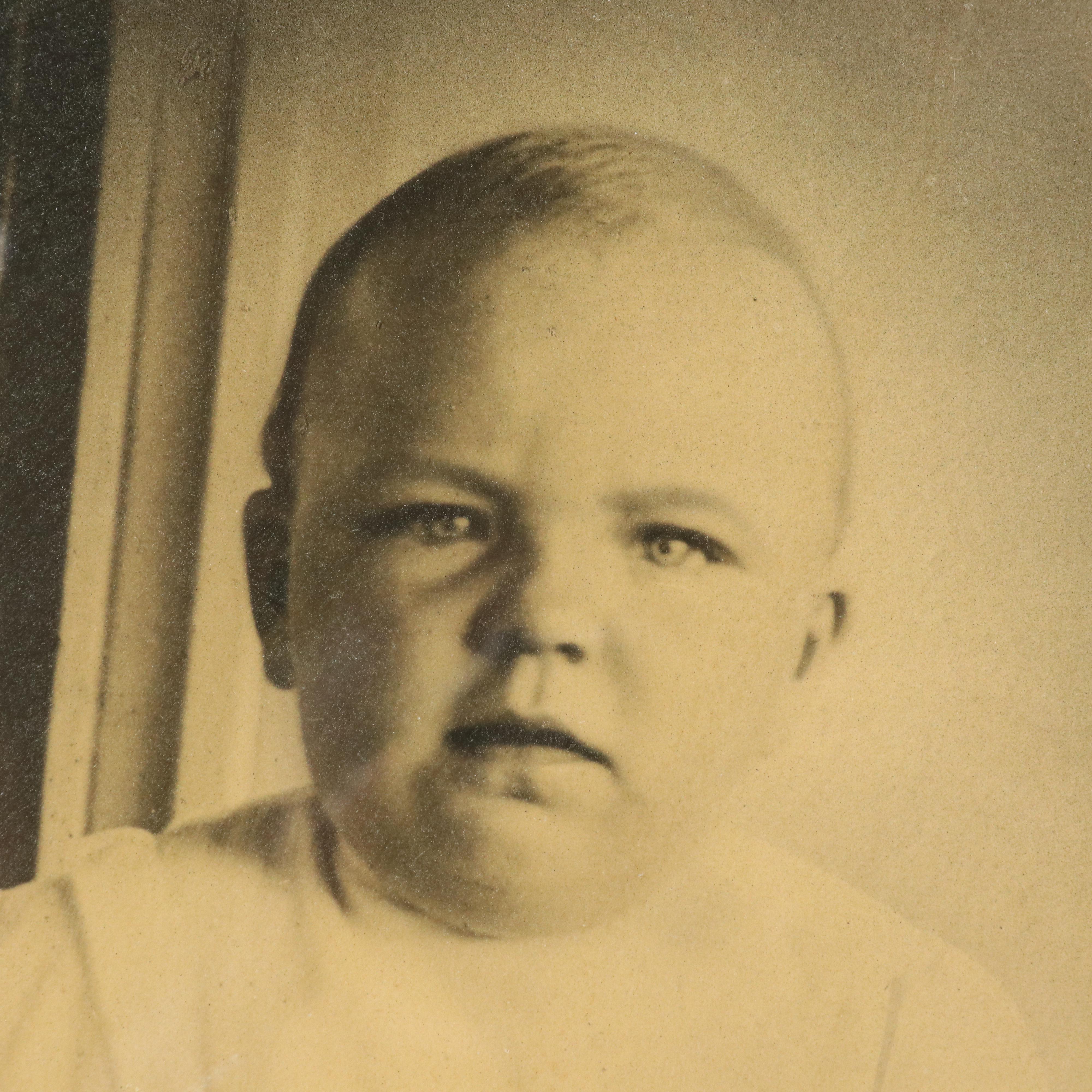 Antique Enlarged Portrait Photograph of Standing Baby