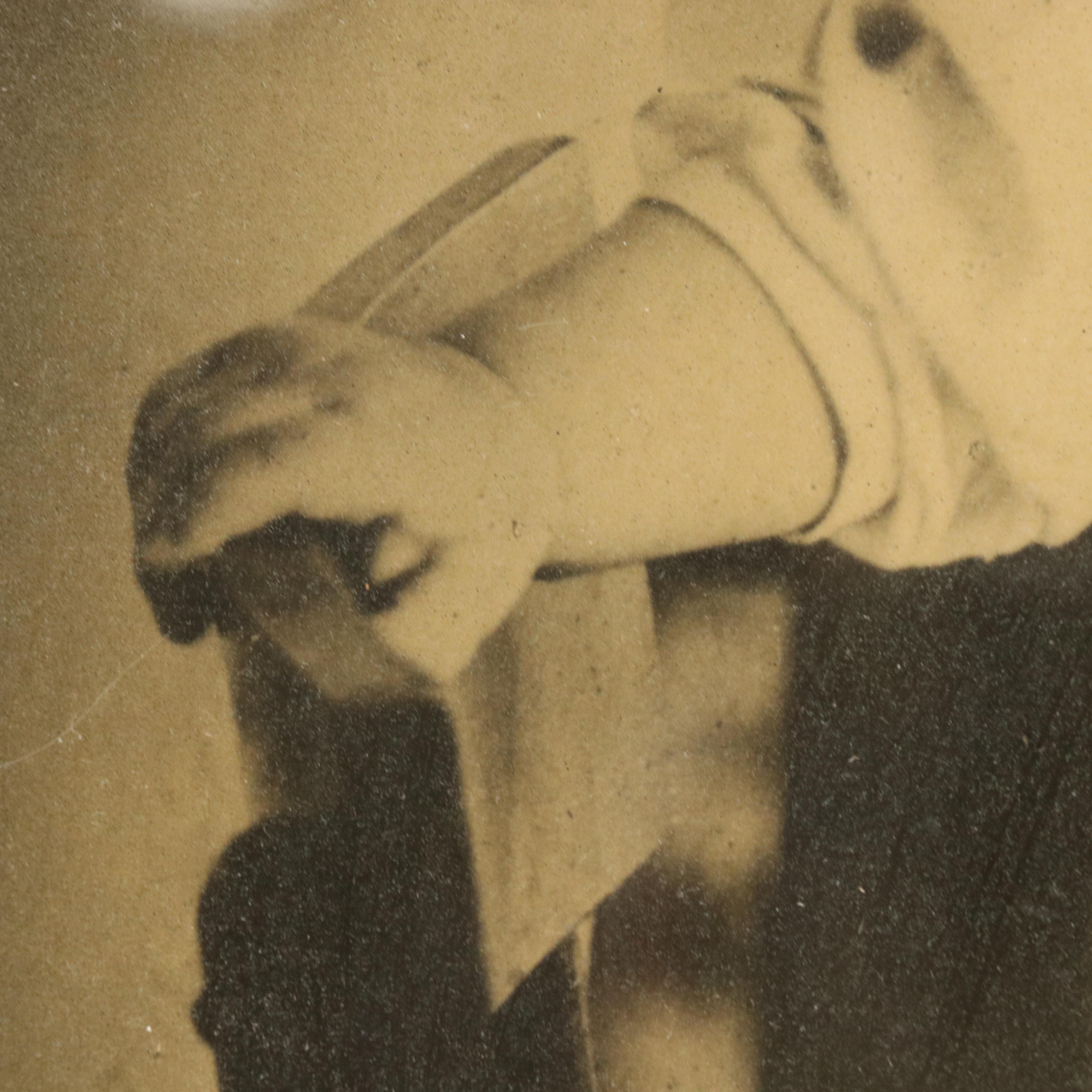 Antique Enlarged Portrait Photograph of Standing Baby