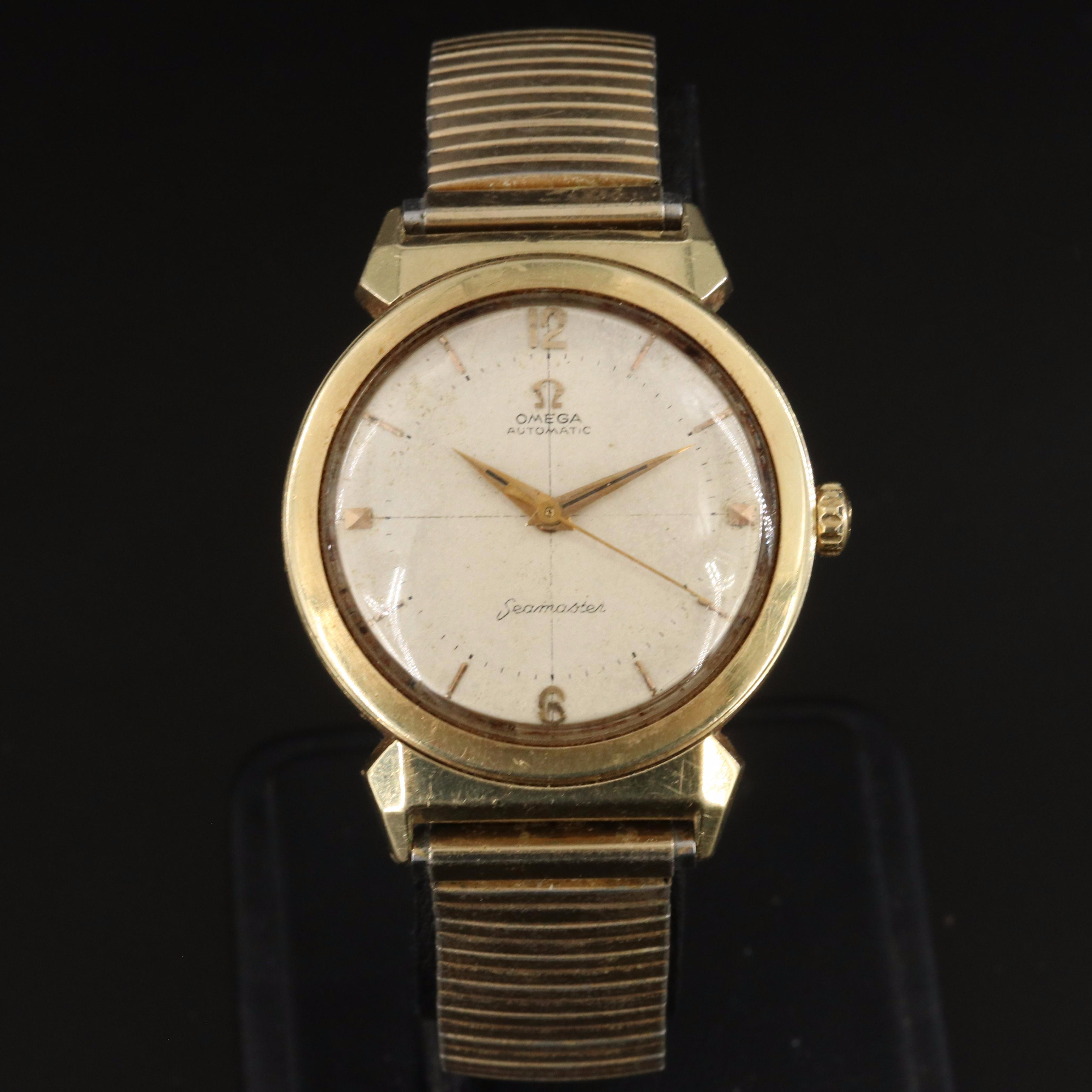 Omega Vintage Seamaster Automatic Gold Cap Horned Lug Case Watch