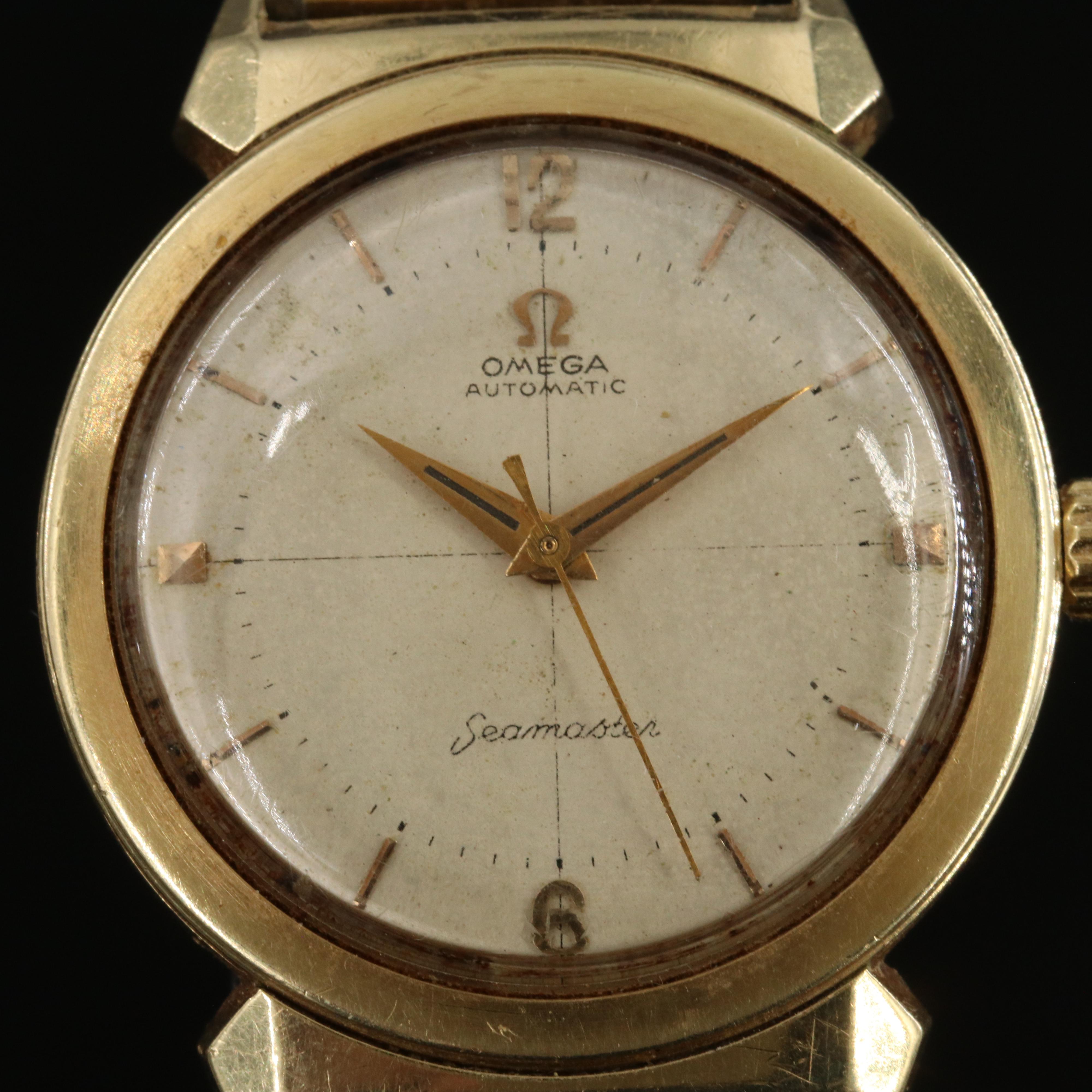Omega Vintage Seamaster Automatic Gold Cap Horned Lug Case Watch