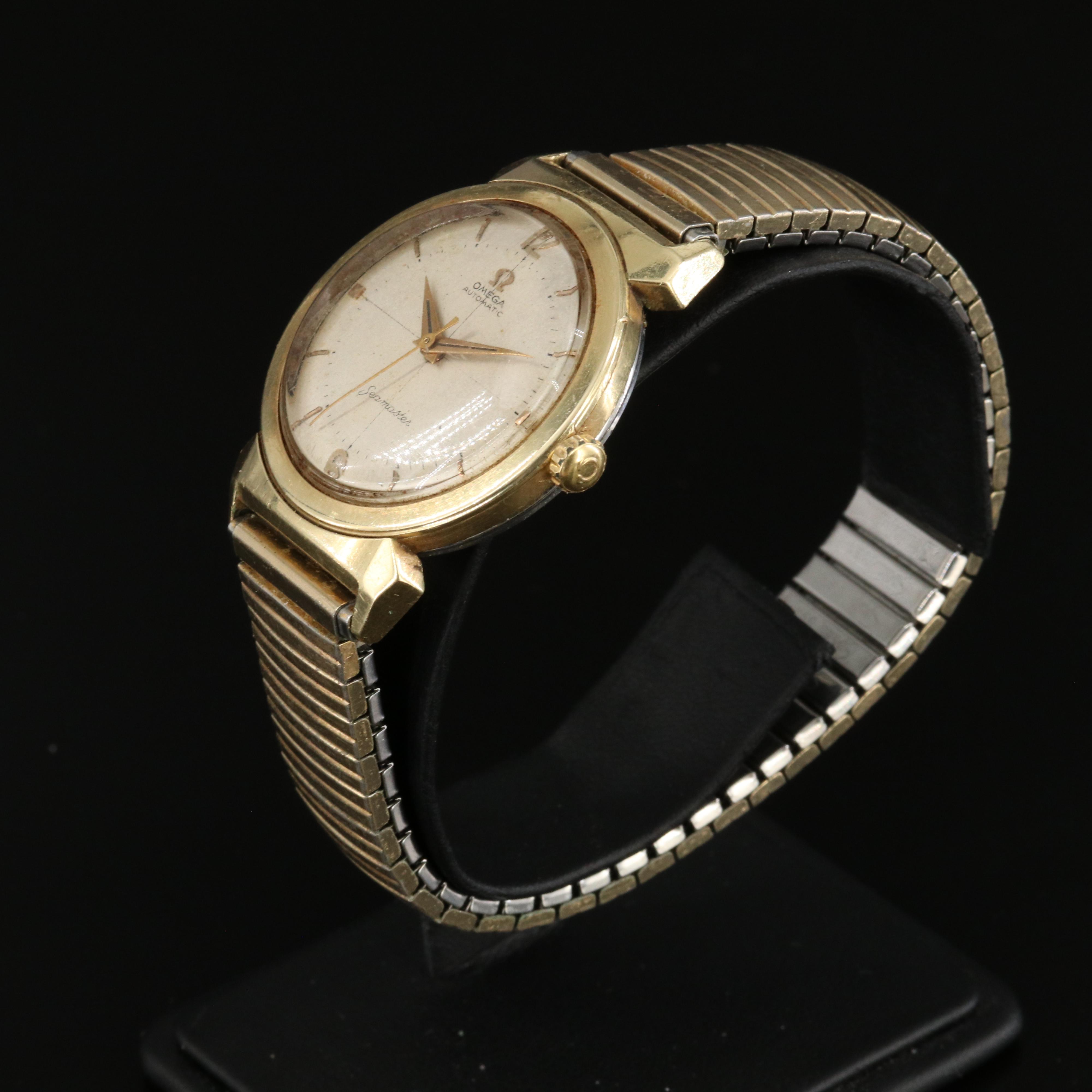 Omega Vintage Seamaster Automatic Gold Cap Horned Lug Case Watch