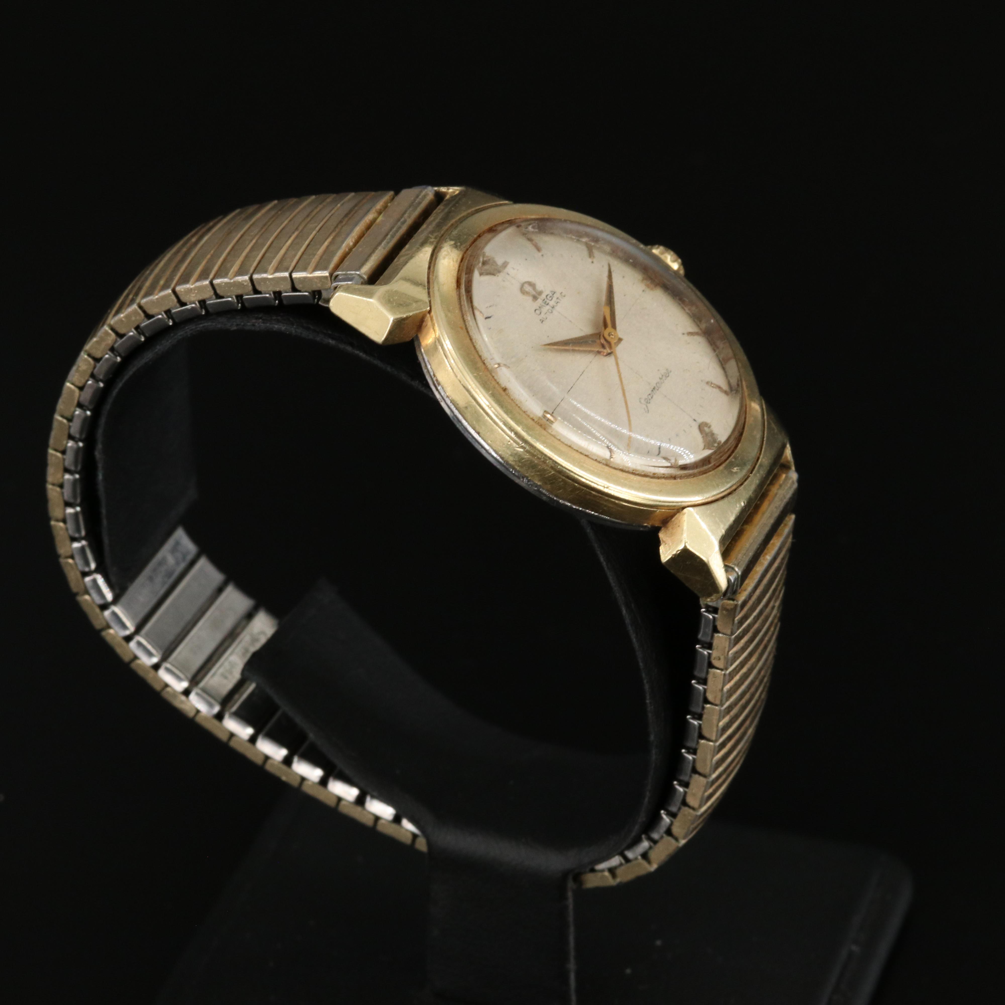 Omega Vintage Seamaster Automatic Gold Cap Horned Lug Case Watch