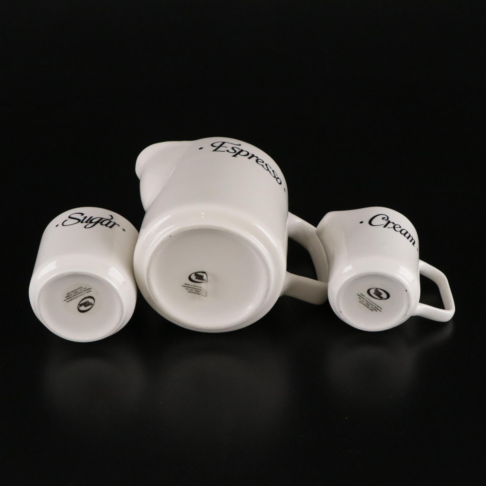 White Ceramic Espresso Set with Creamer, Cups & More