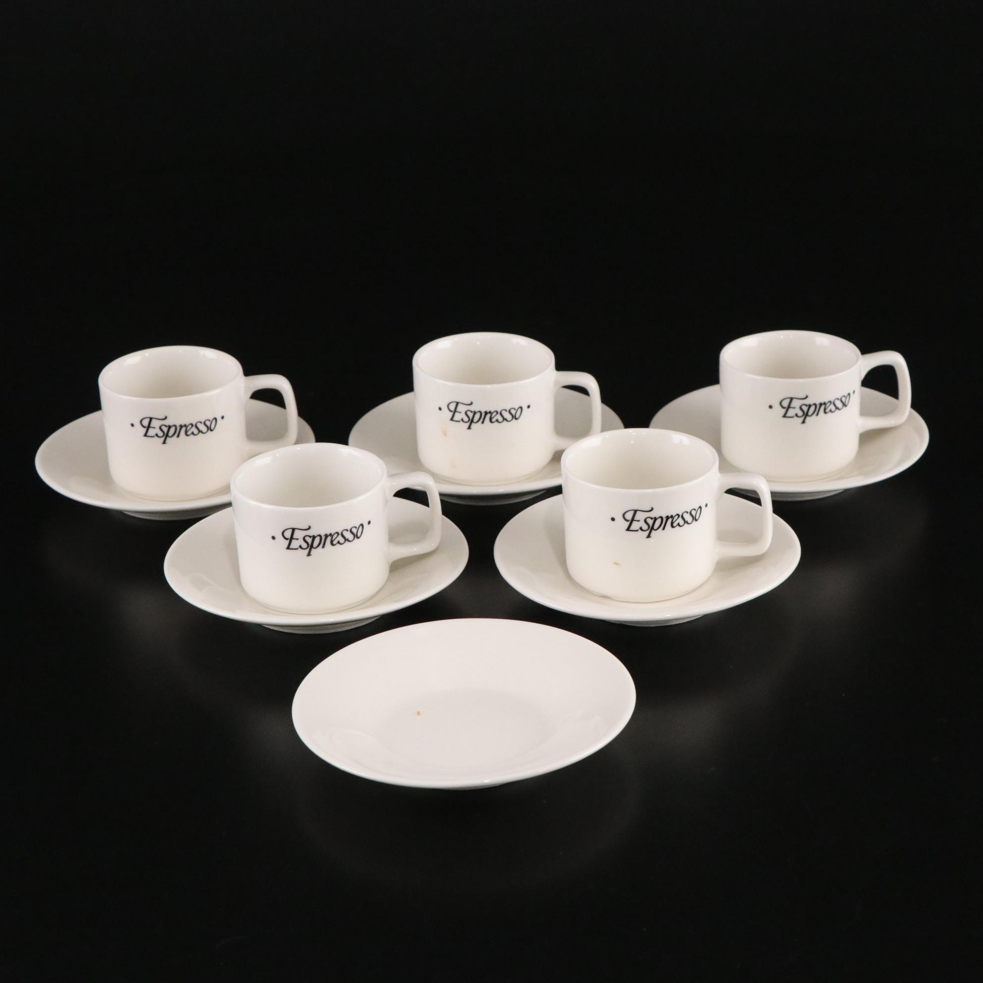 White Ceramic Espresso Set with Creamer, Cups & More