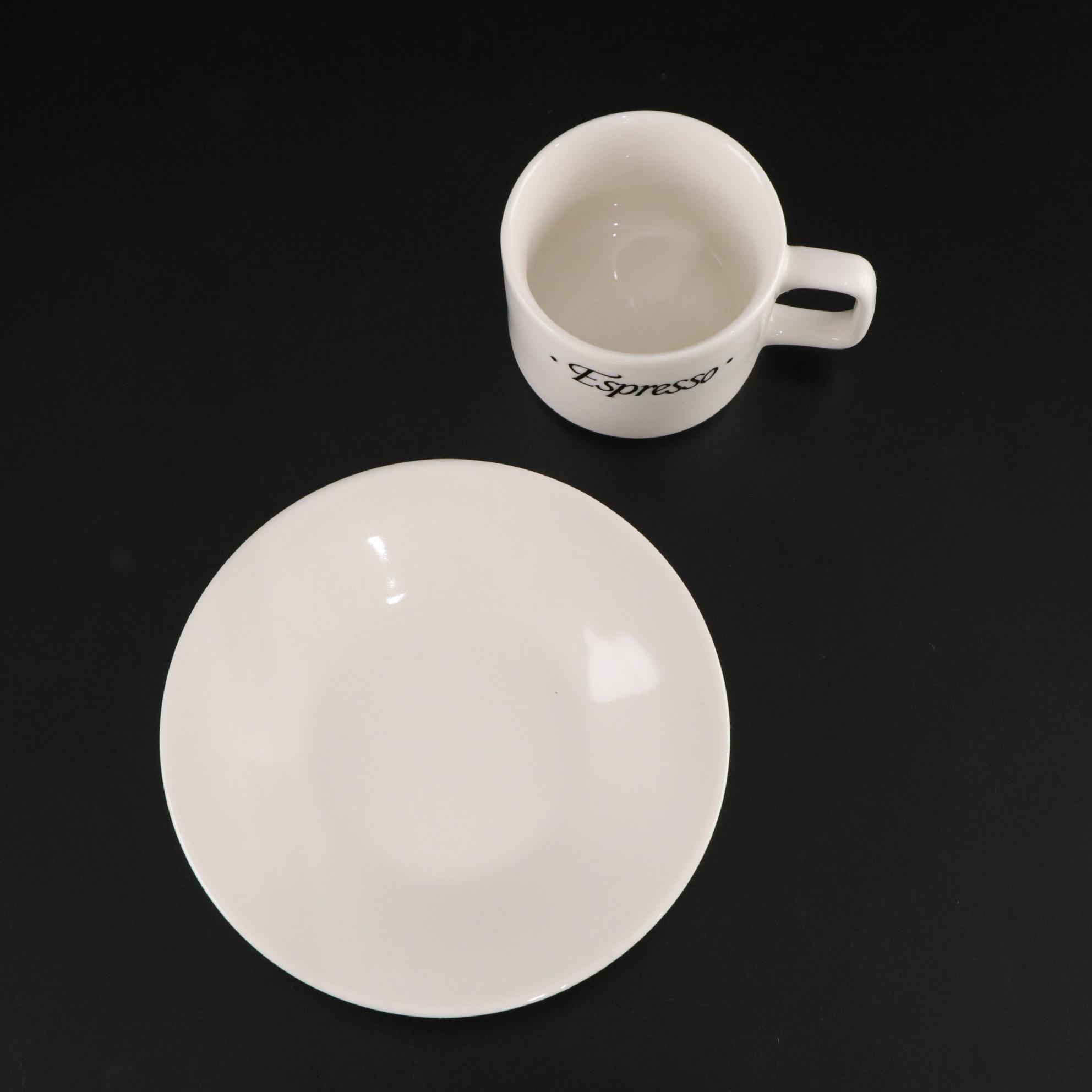 White Ceramic Espresso Set with Creamer, Cups & More