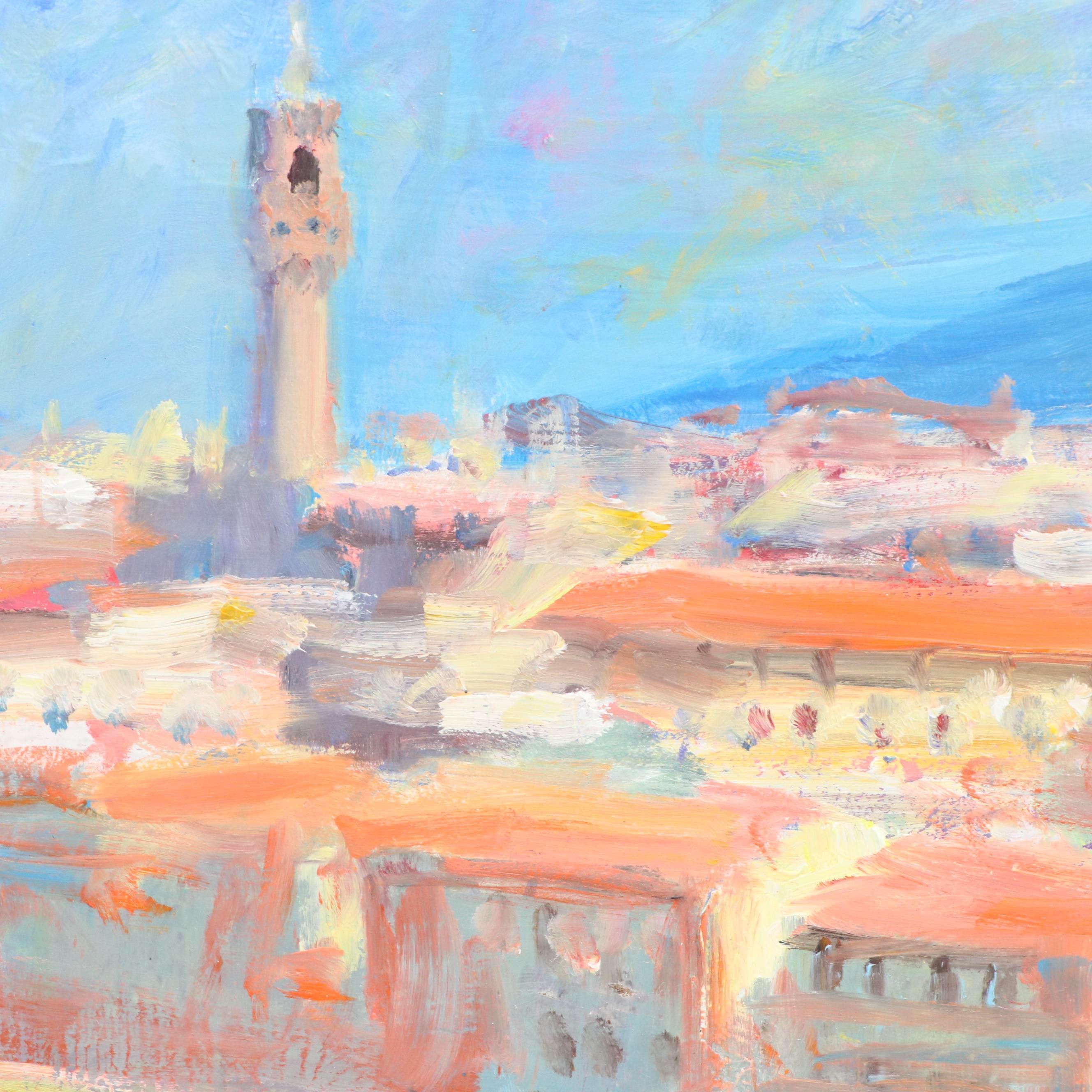 Nino Pippa Cityscape Oil Painting "Florence Reflections on the Arno," 2016