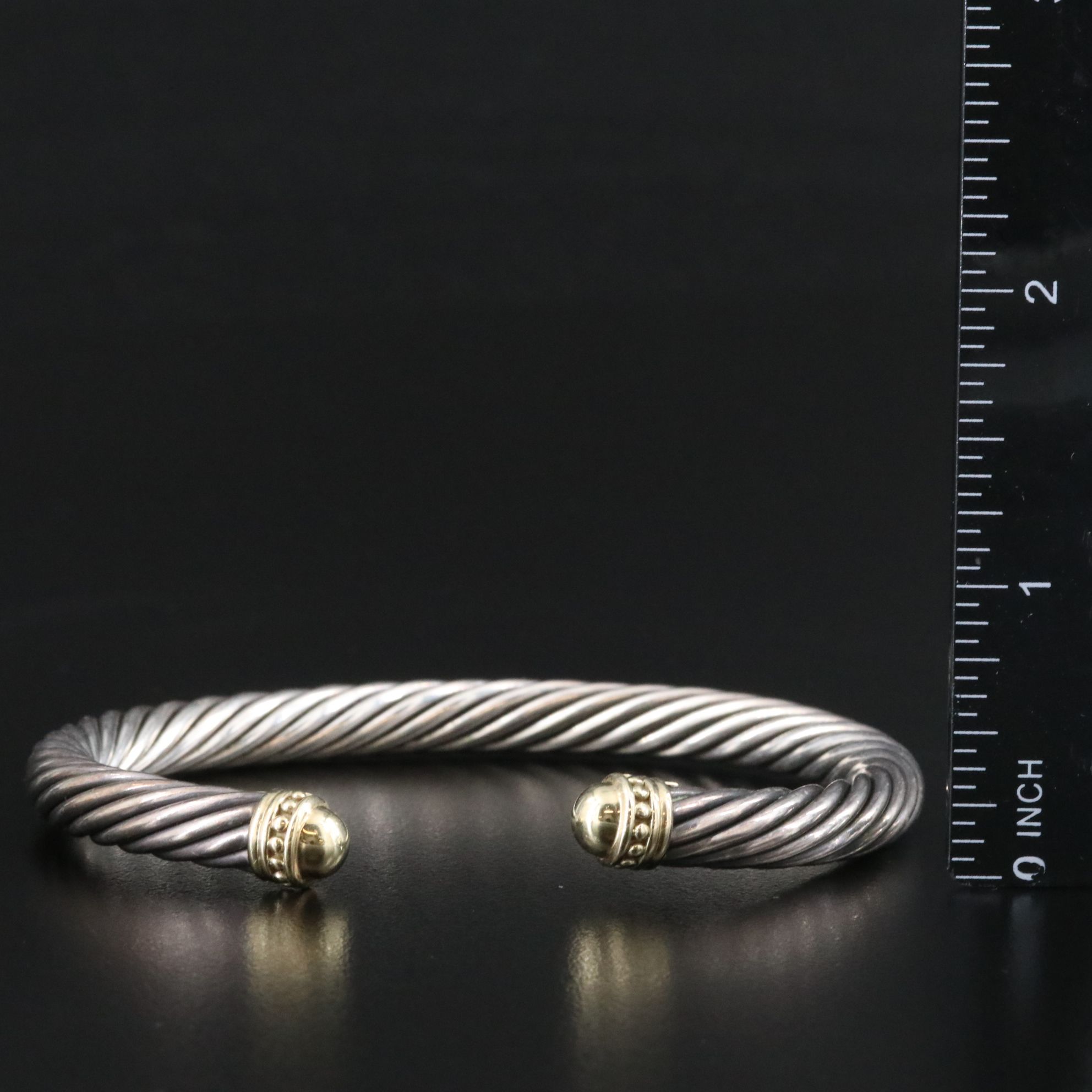 David Yurman Sterling and 14K Cable Cuff Bracelet