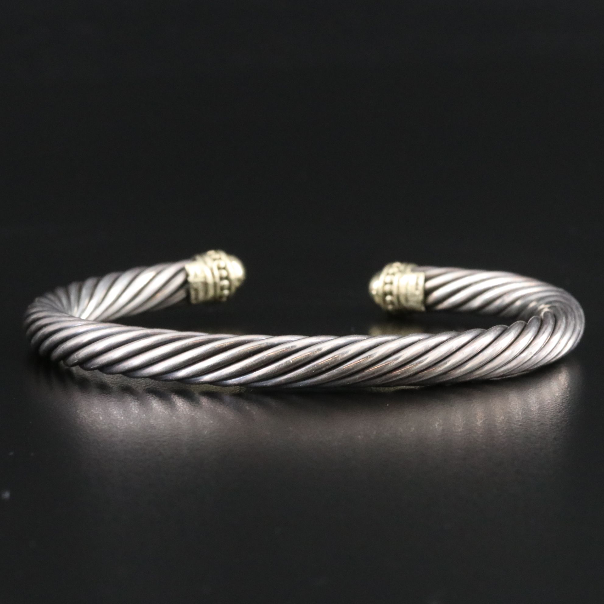 David Yurman Sterling and 14K Cable Cuff Bracelet