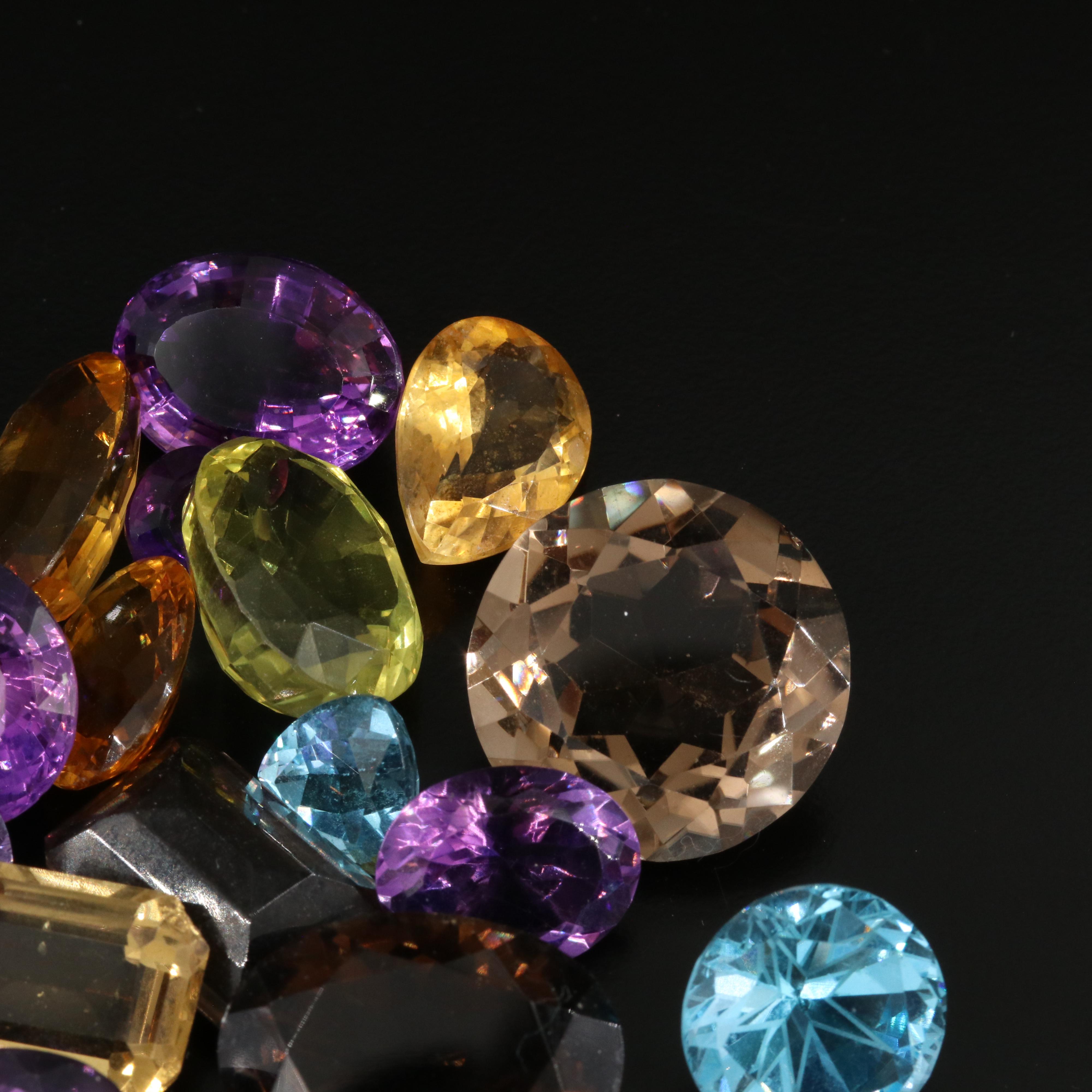 Loose 503.00 CTW Gemstone Lot Including Smoky Quartz, Topaz and Amethyst