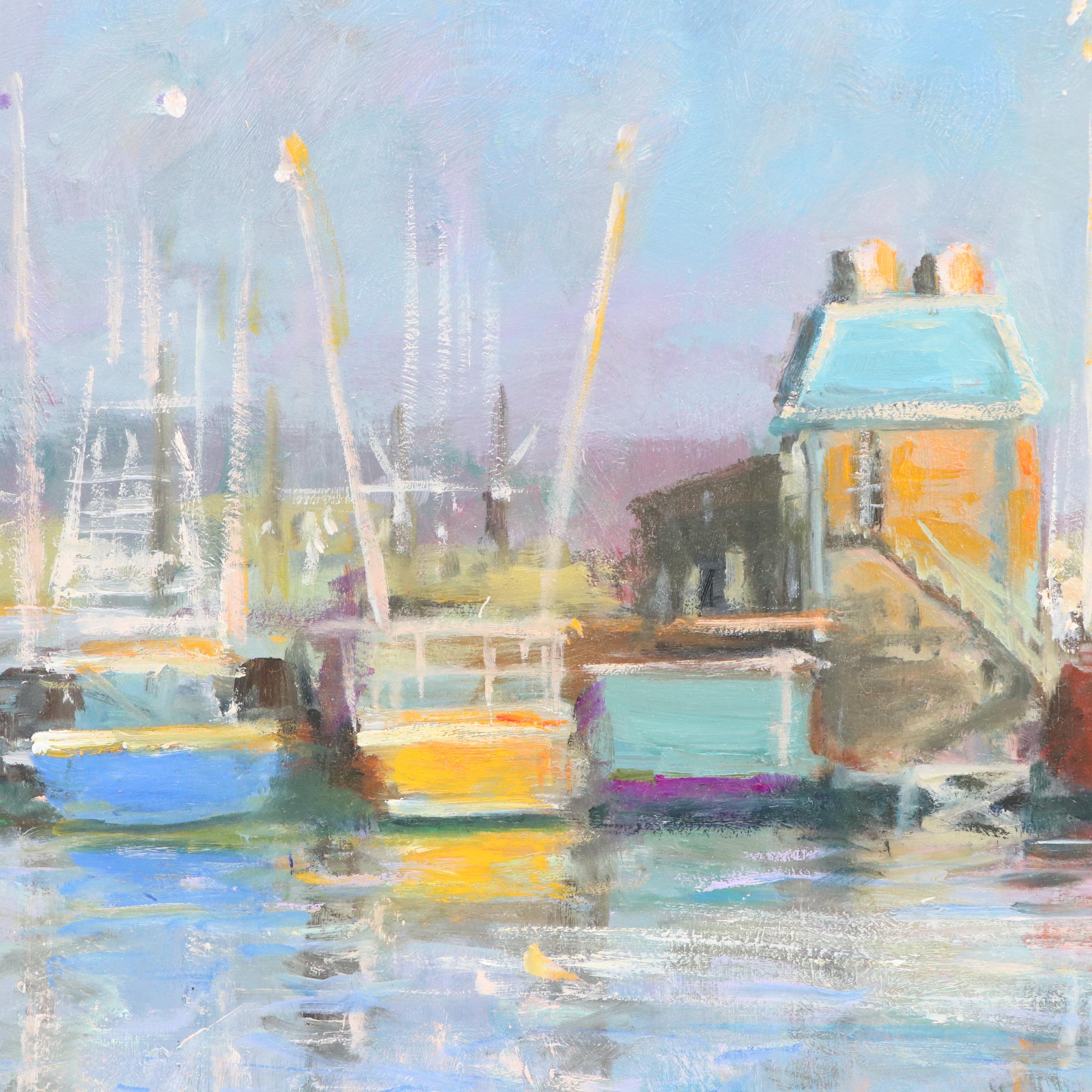 Nino Pippa Harbor Scene Oil Painting "North Carolina Fishing Boats," 2022