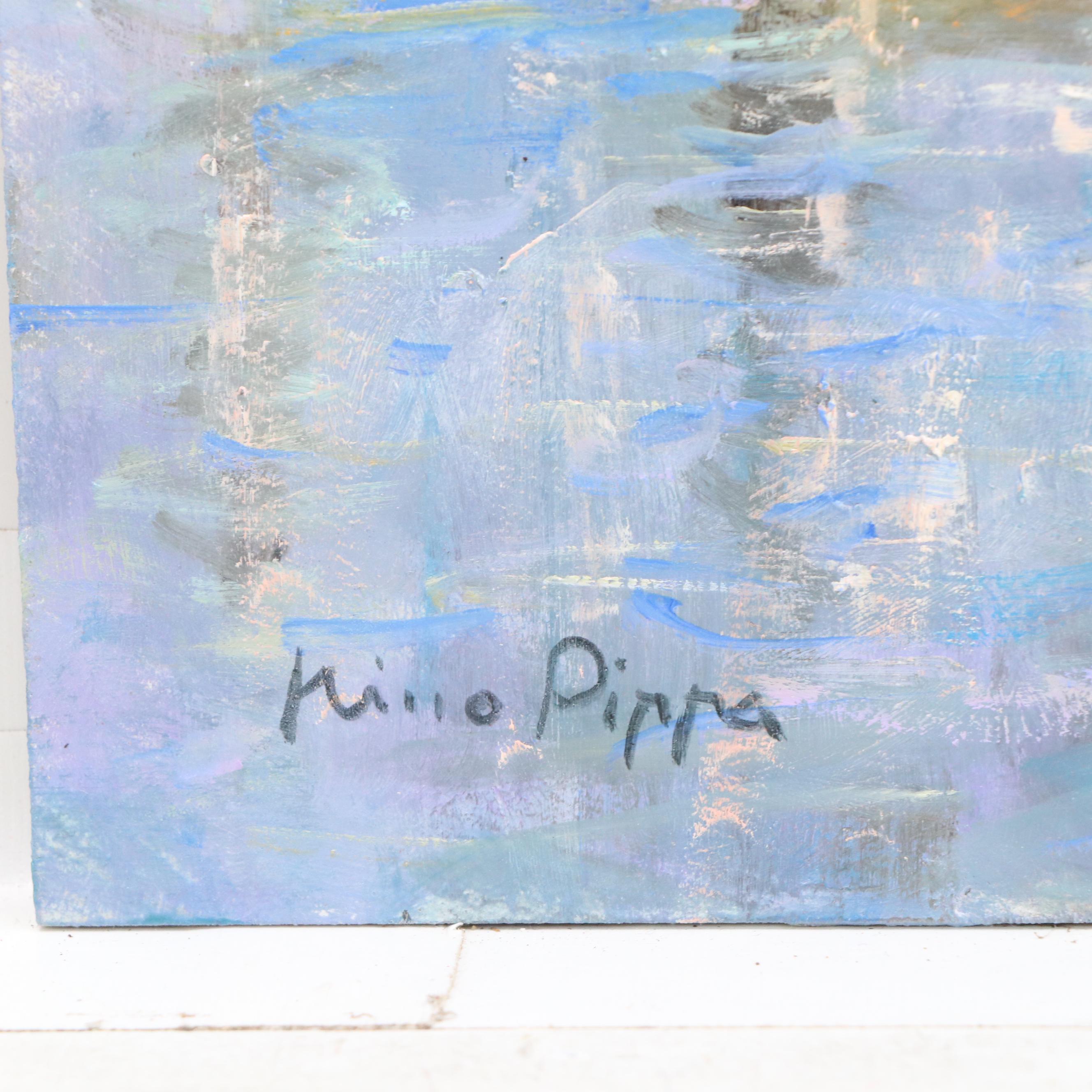 Nino Pippa Harbor Scene Oil Painting "North Carolina Fishing Boats," 2022