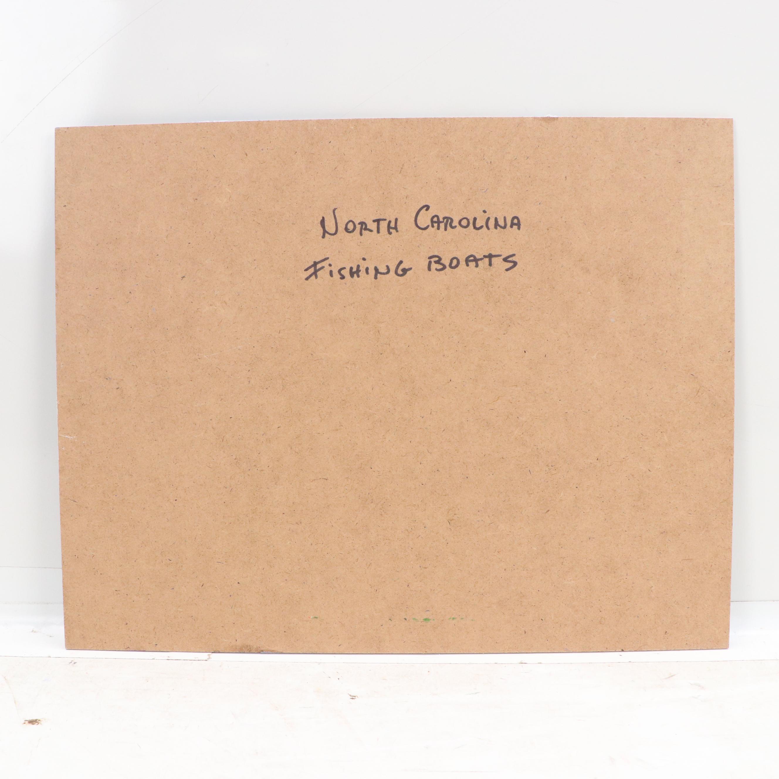 Nino Pippa Harbor Scene Oil Painting "North Carolina Fishing Boats," 2022