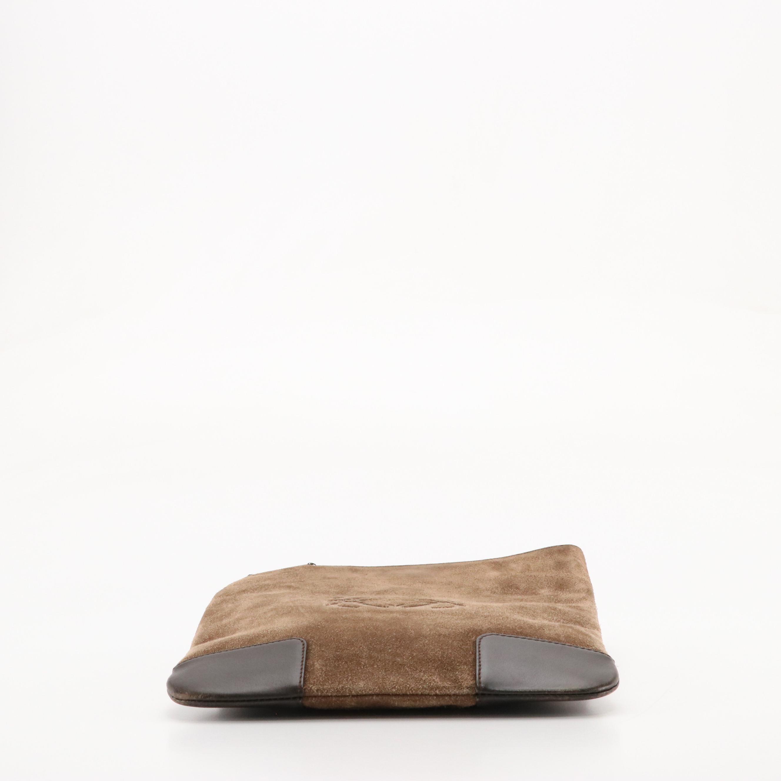 Loewe Anagram Crossbody Bag in Brown Suede and Leather