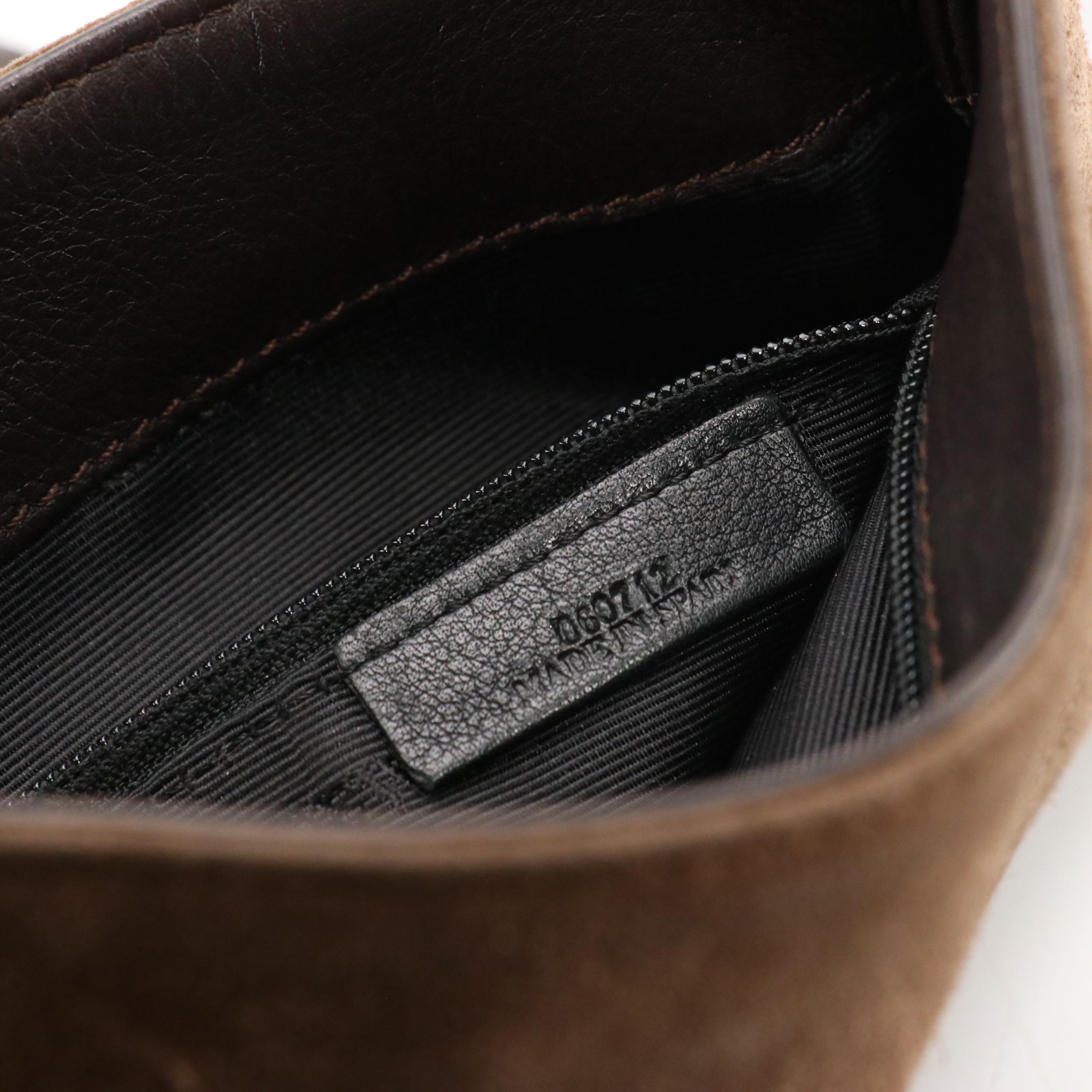 Loewe Anagram Crossbody Bag in Brown Suede and Leather