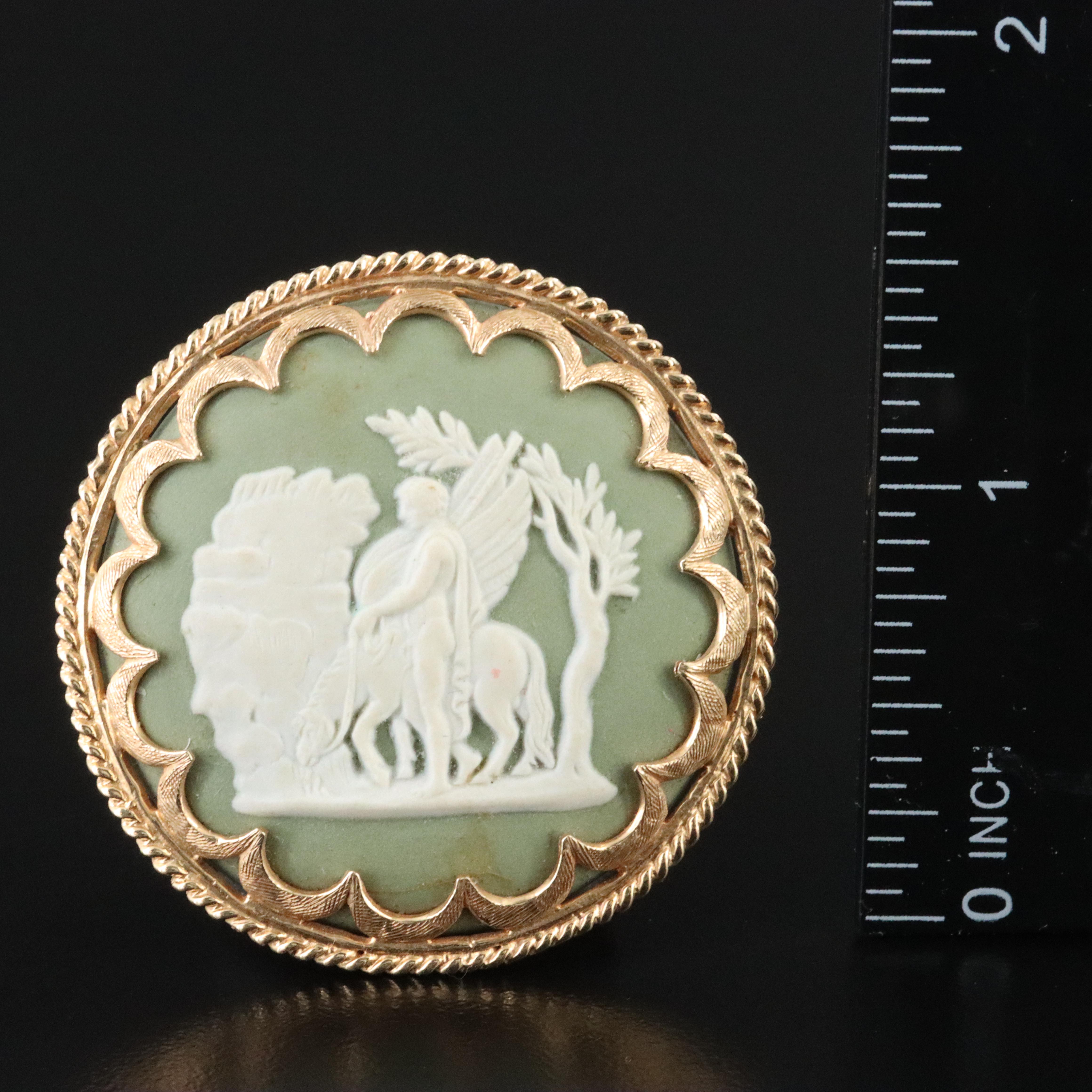 Wedgwood 14K Jasperware Greco-Roman Themed Converter Brooch