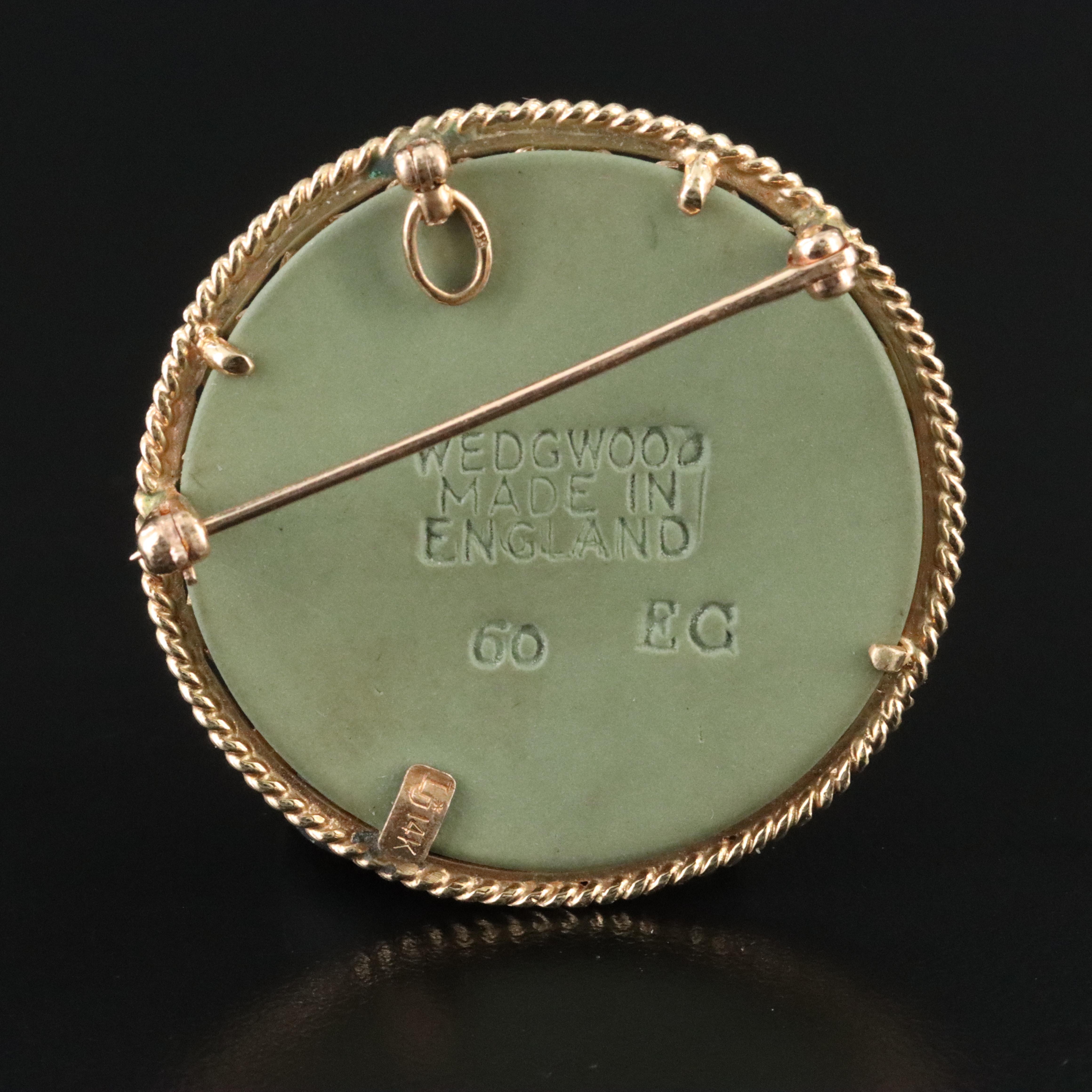Wedgwood 14K Jasperware Greco-Roman Themed Converter Brooch