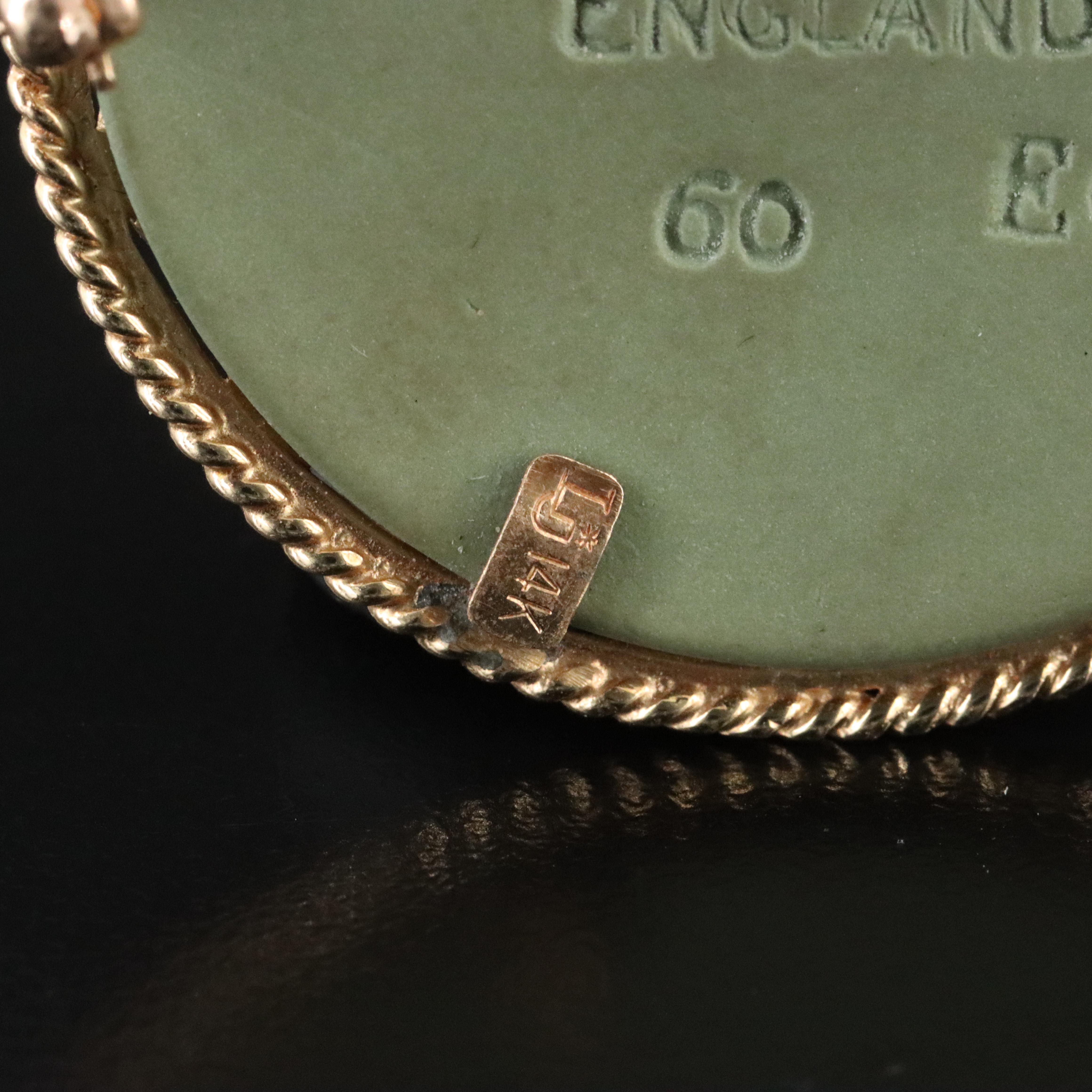 Wedgwood 14K Jasperware Greco-Roman Themed Converter Brooch