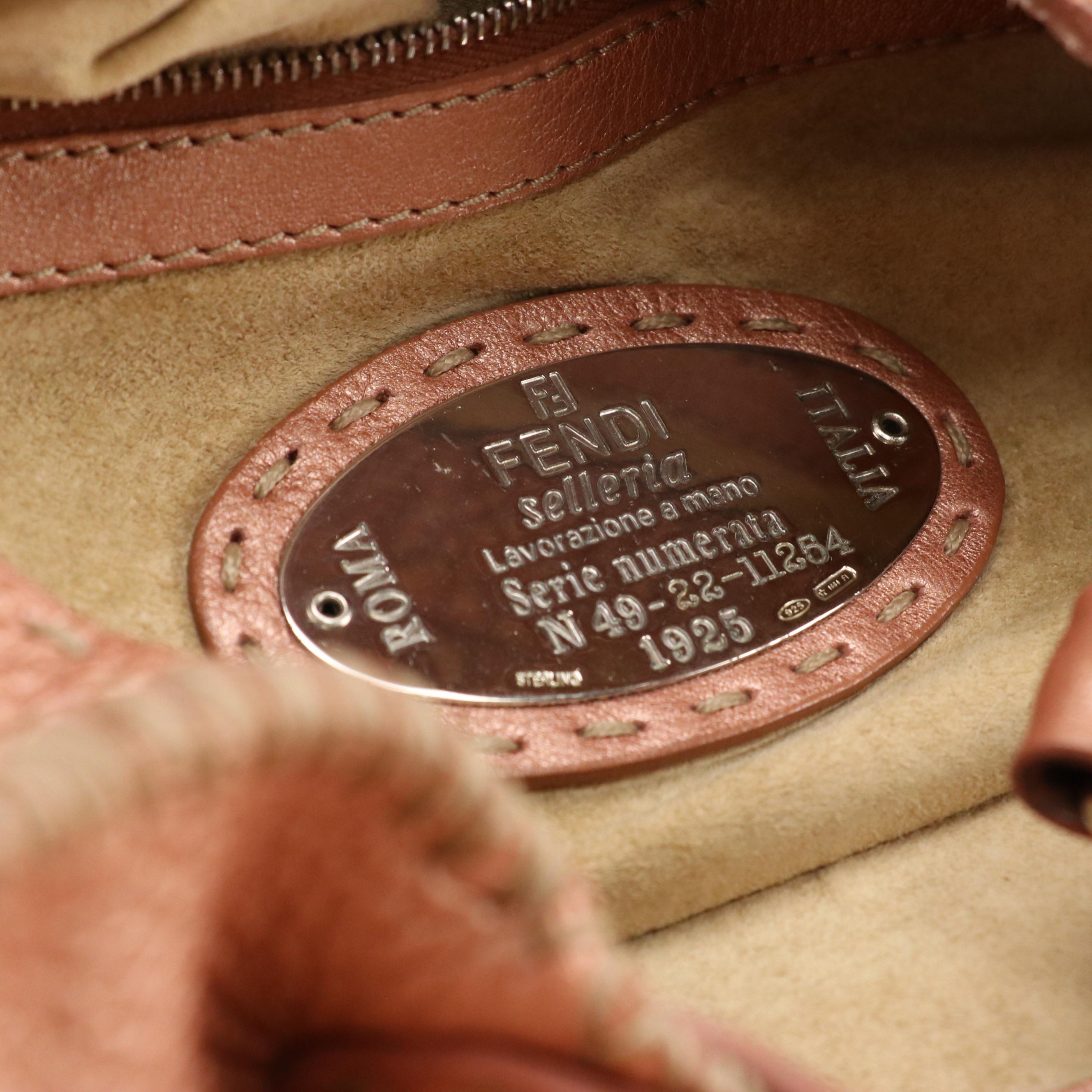 Fendi Selleria Sporty Shoulder Bag in Metallic Grained Calfskin Leather