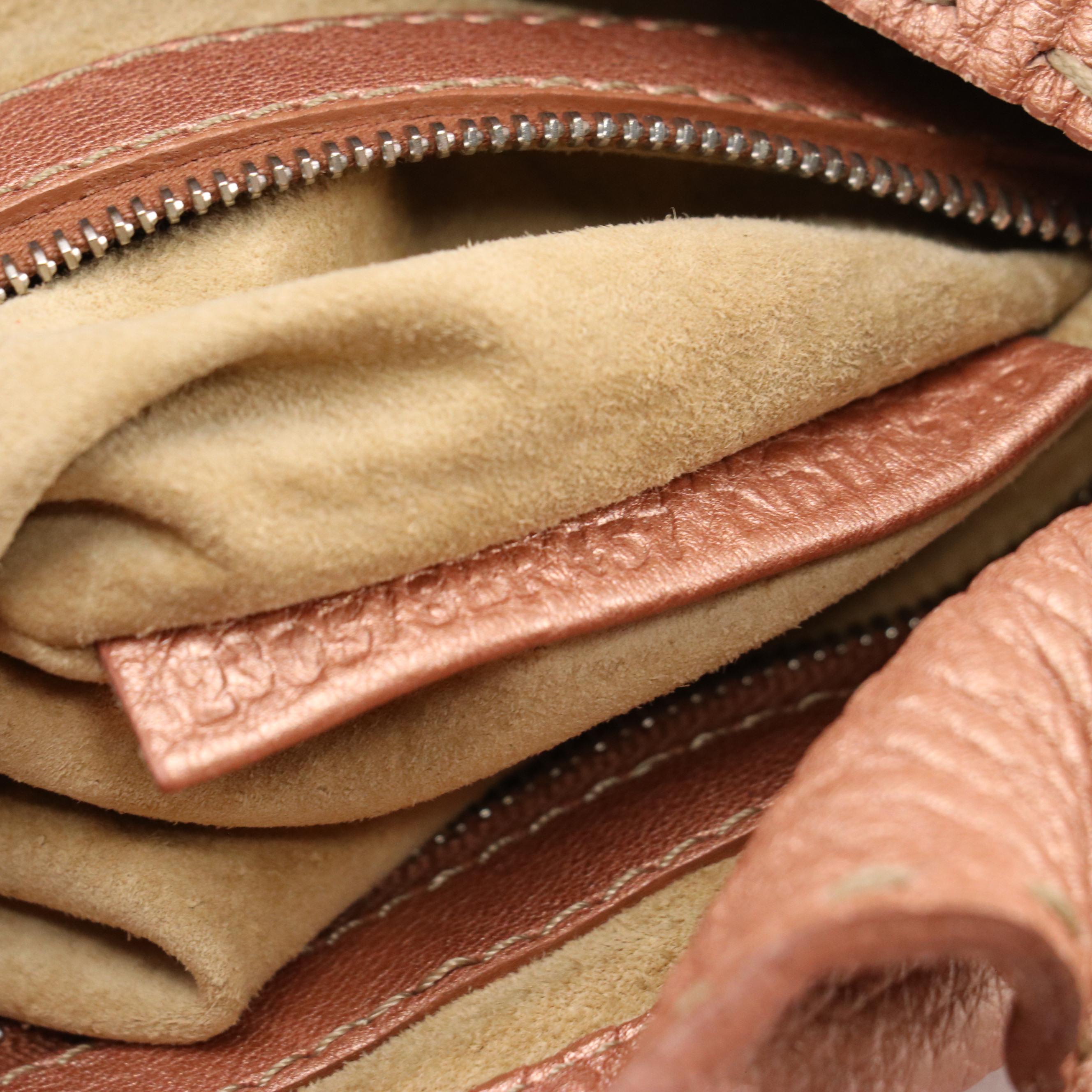 Fendi Selleria Sporty Shoulder Bag in Metallic Grained Calfskin Leather