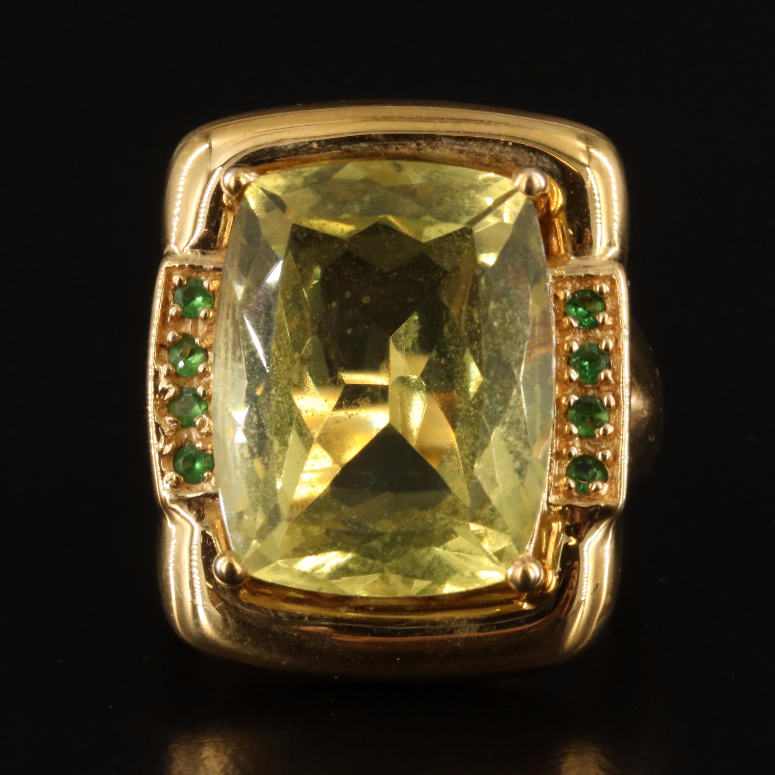 14K Electroformed Citrine and Diopside Ring