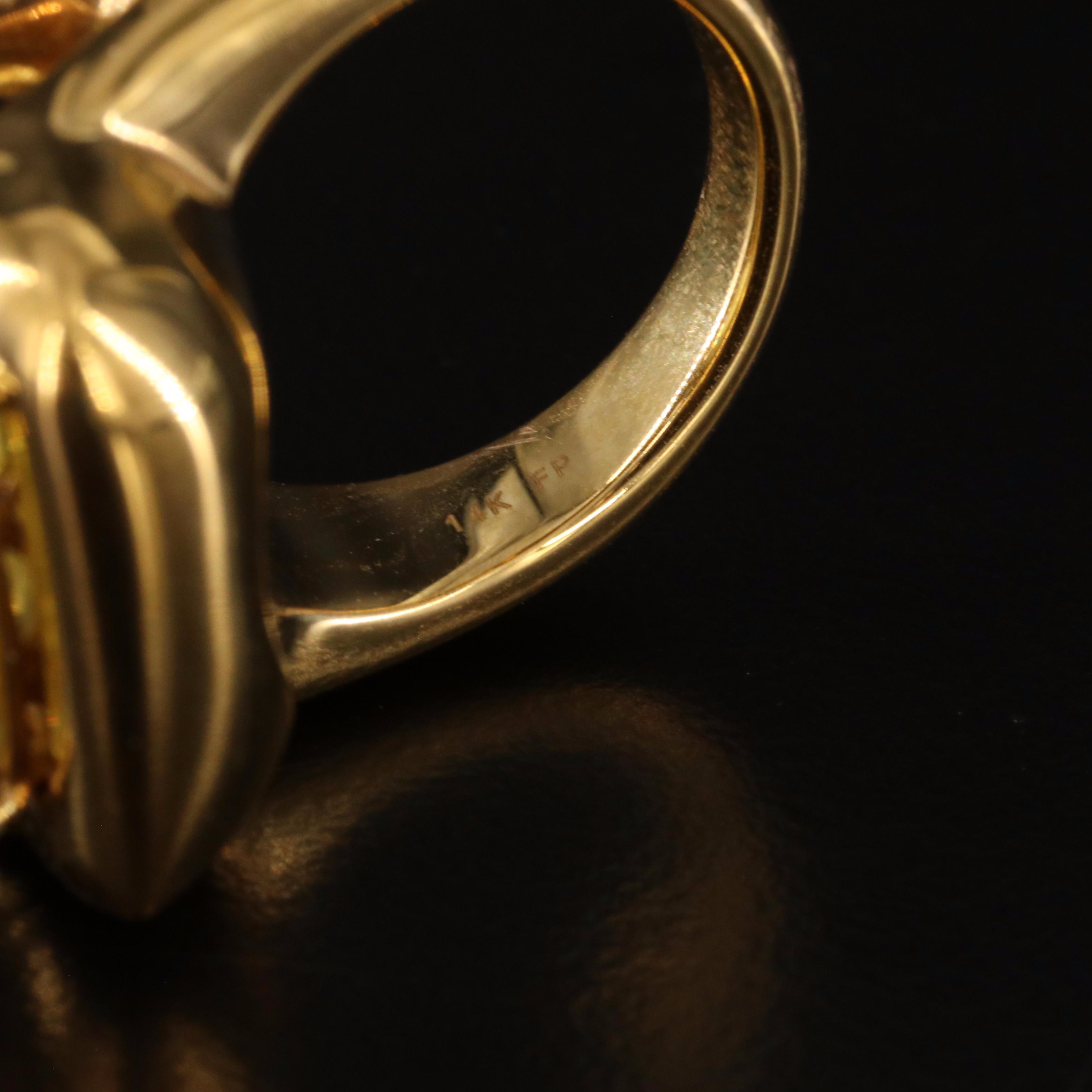 14K Electroformed Citrine and Diopside Ring