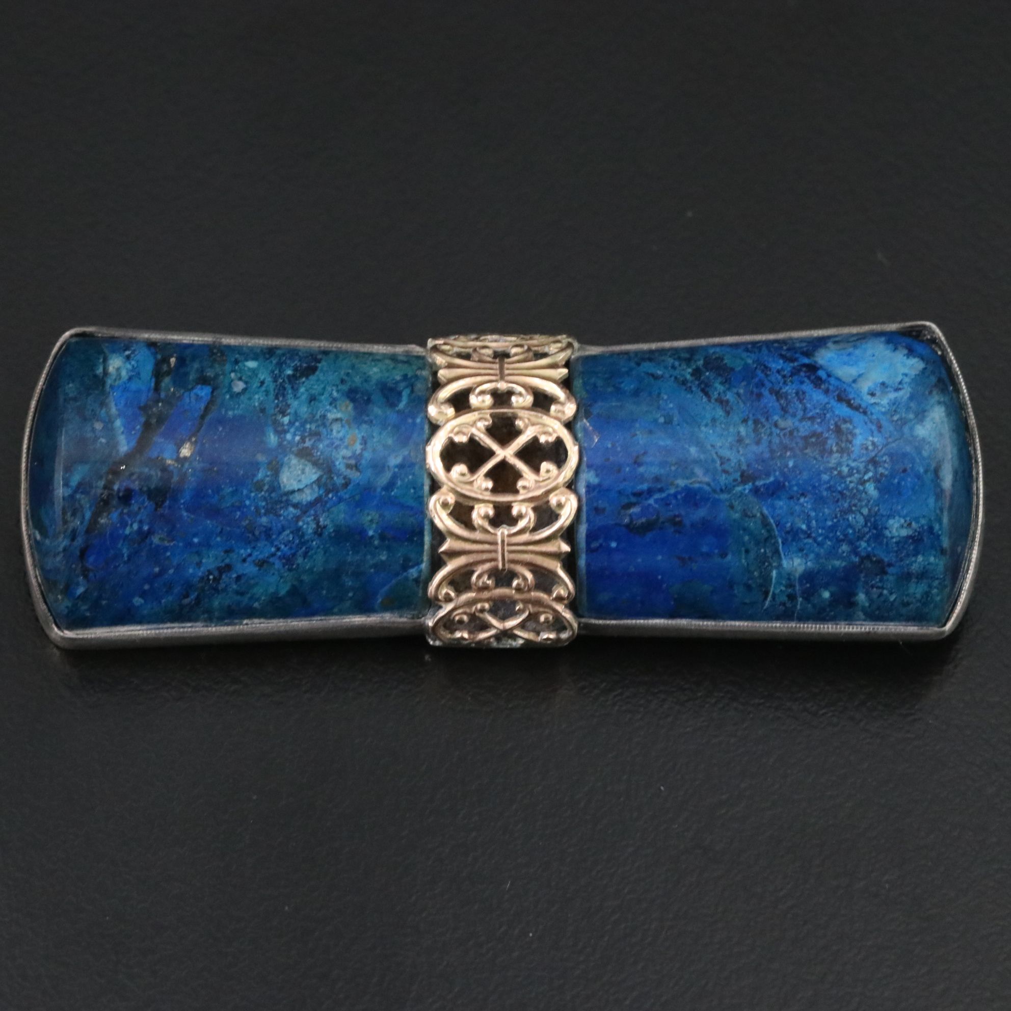 Antique 900 Silver and 10K Jasper Brooch