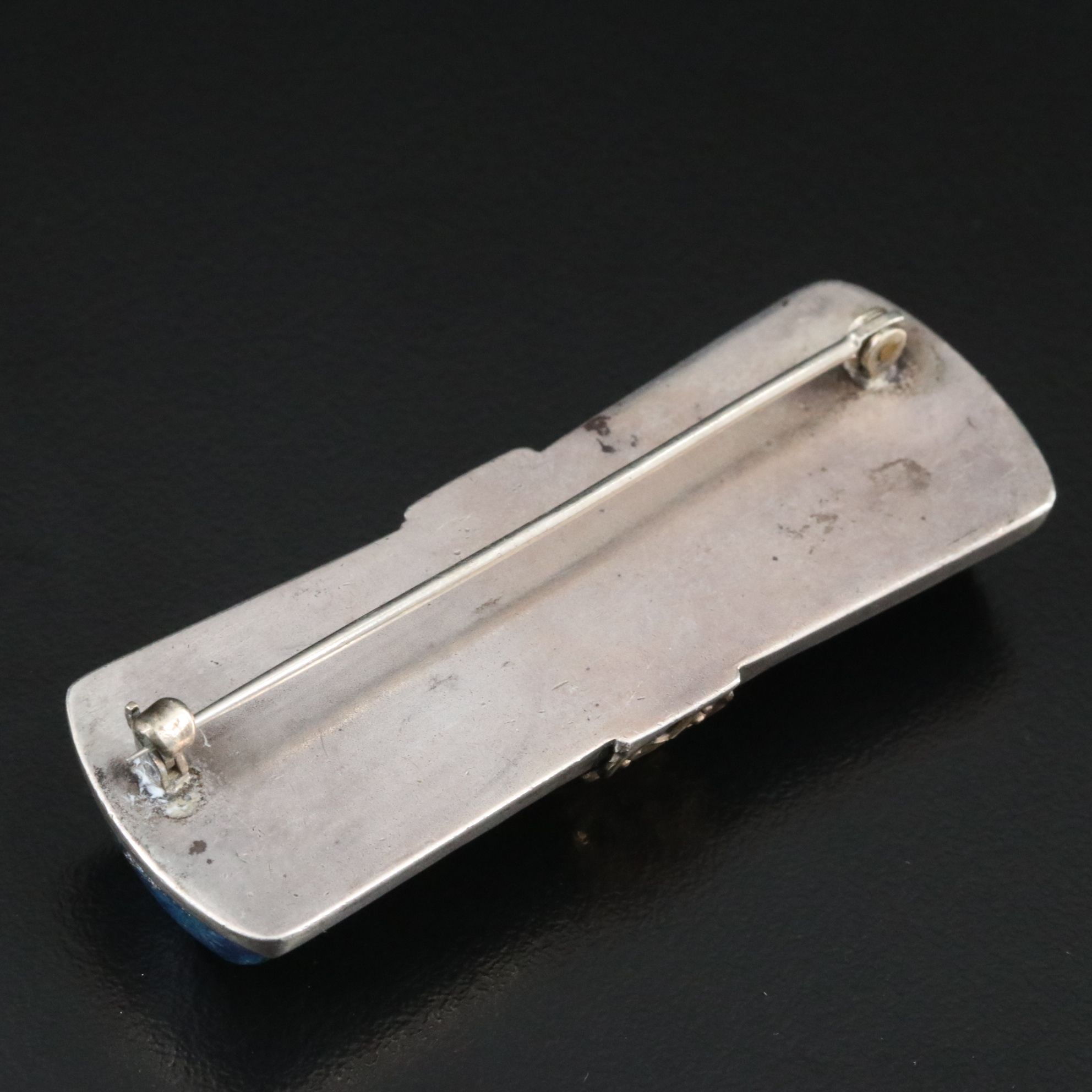 Antique 900 Silver and 10K Jasper Brooch