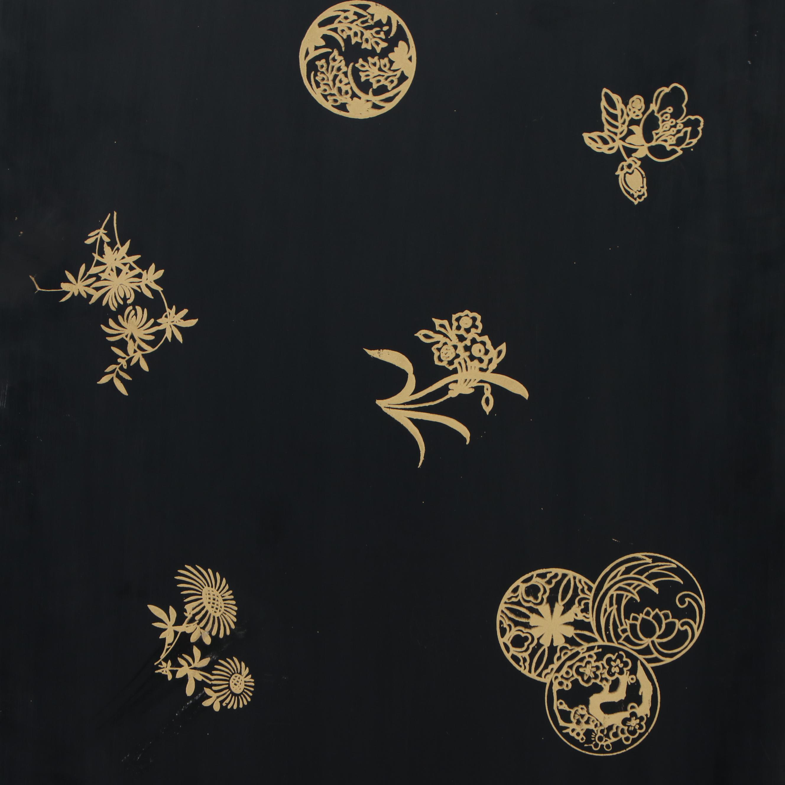 Jinlong Chinese Black Lacquer and Stone Room Screen, Late 20th Century