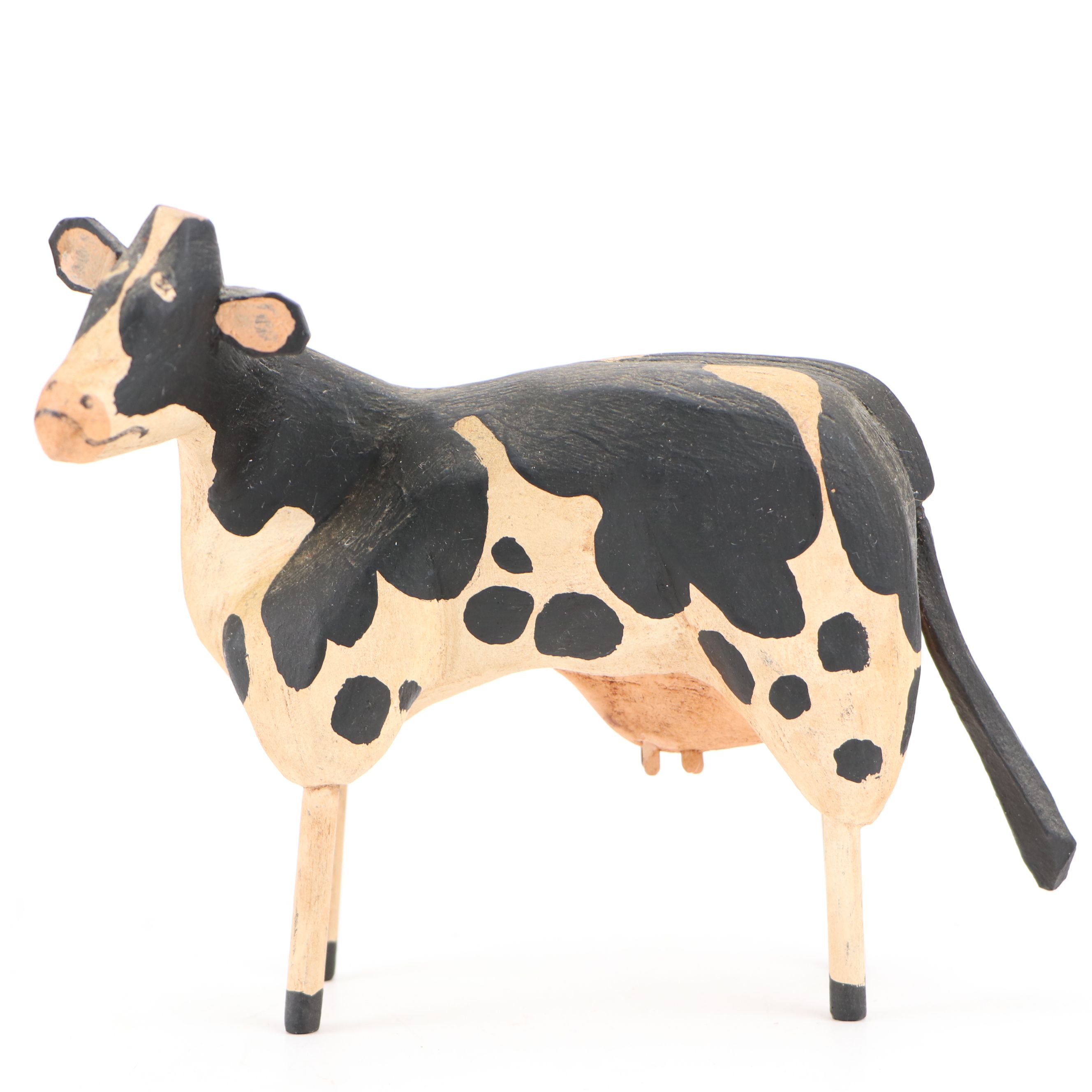 G. Voyzey Hand-Carved Folk Art Style Wooden Cow Figures