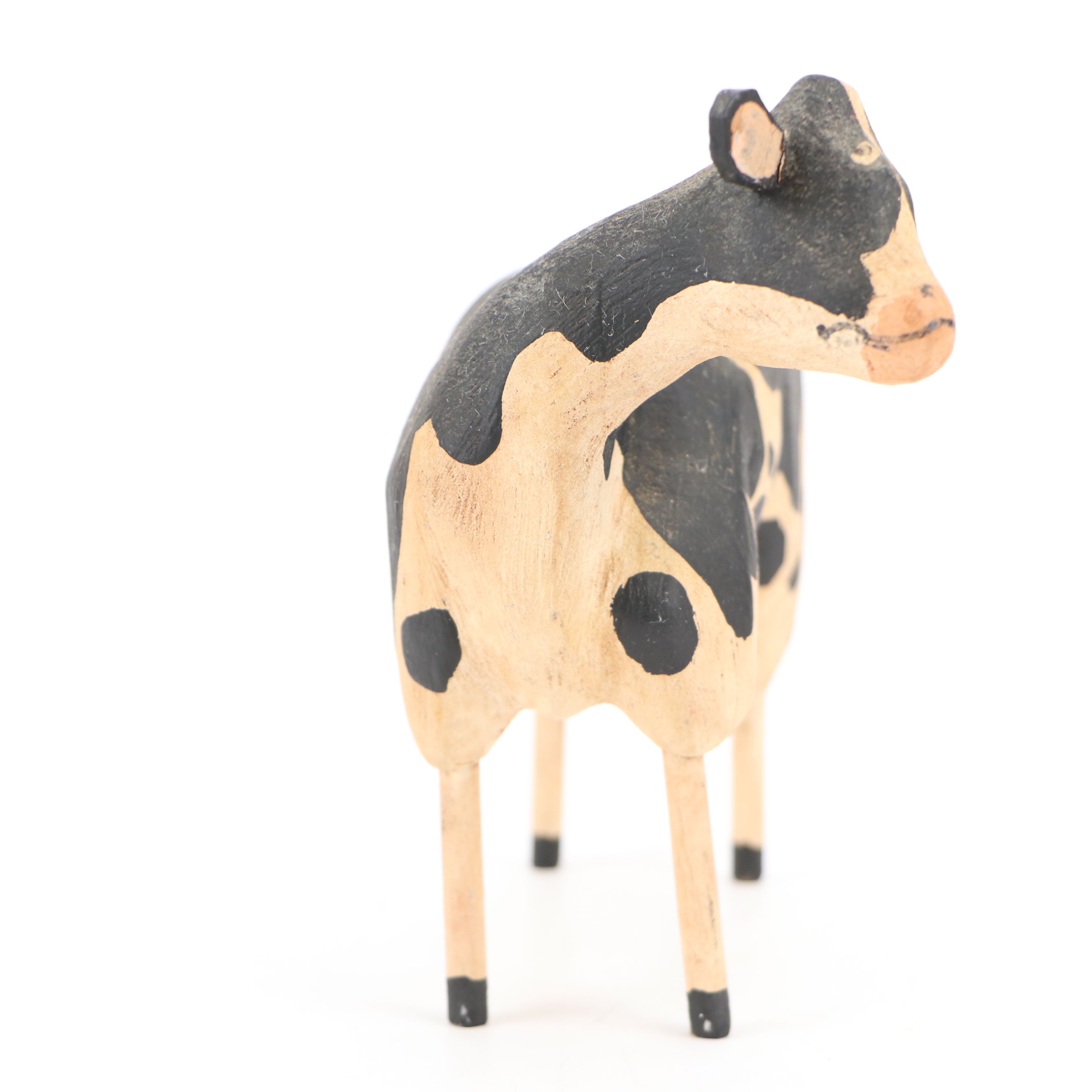 G. Voyzey Hand-Carved Folk Art Style Wooden Cow Figures