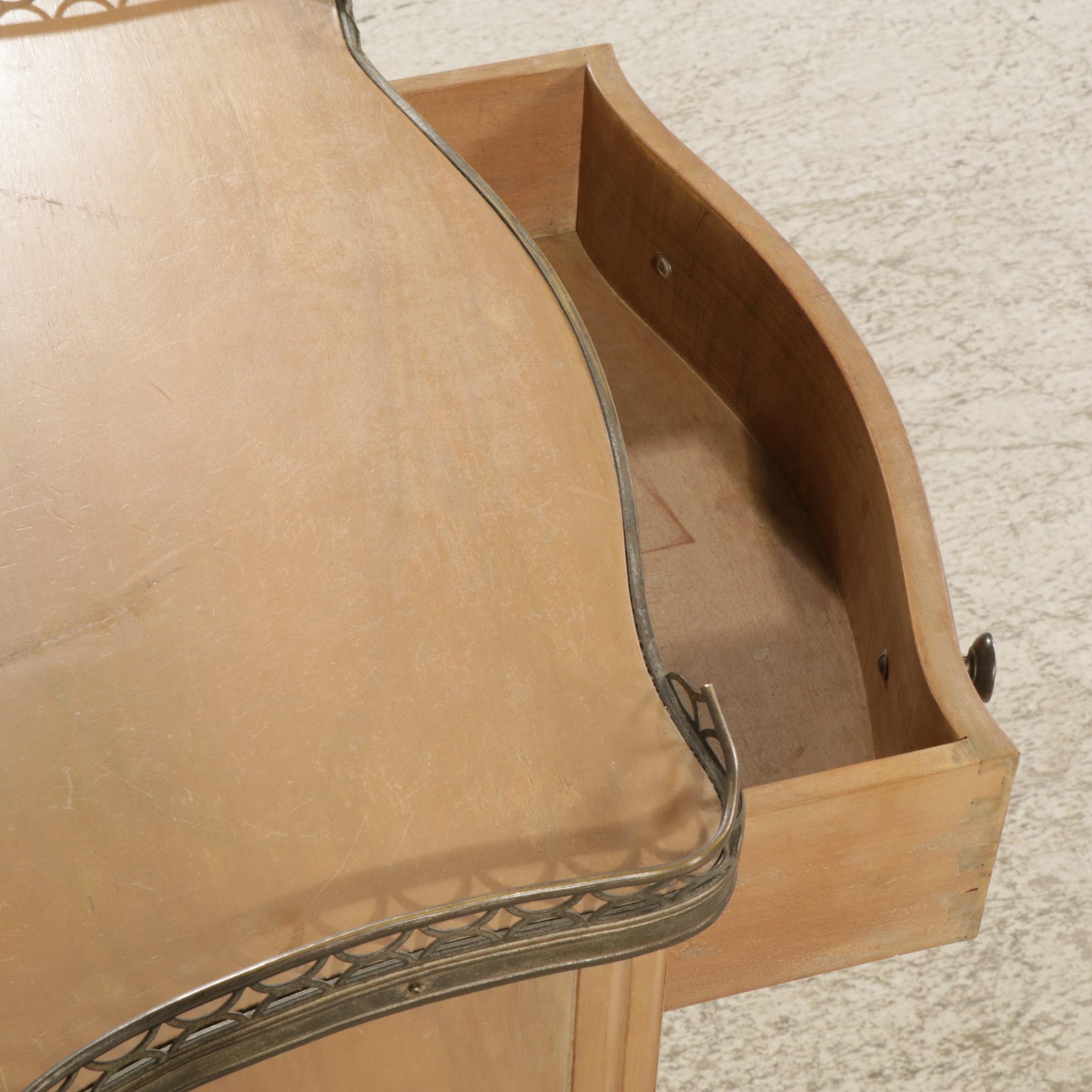 Louis XVI Style Painted Side Table with Brass Gallery Rail, Mid-20th Century