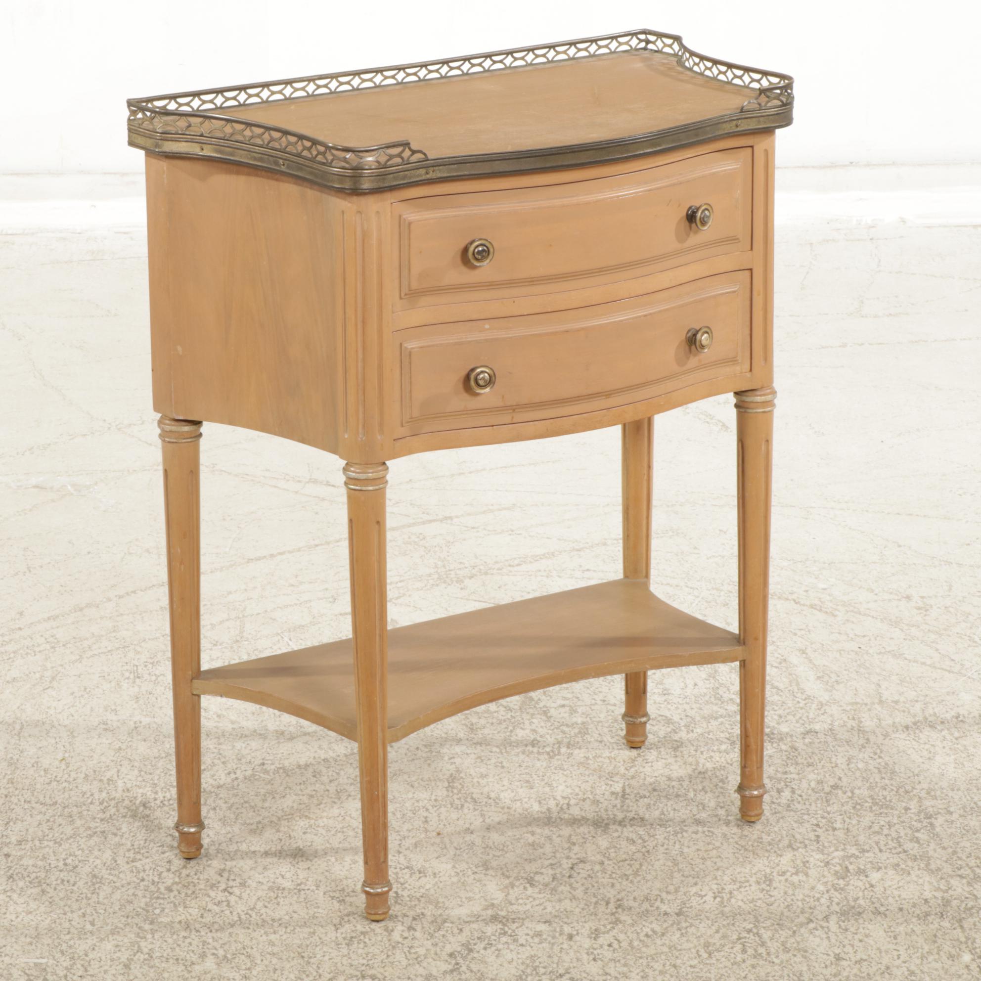 Louis XVI Style Painted Side Table with Brass Gallery Rail, Mid-20th Century