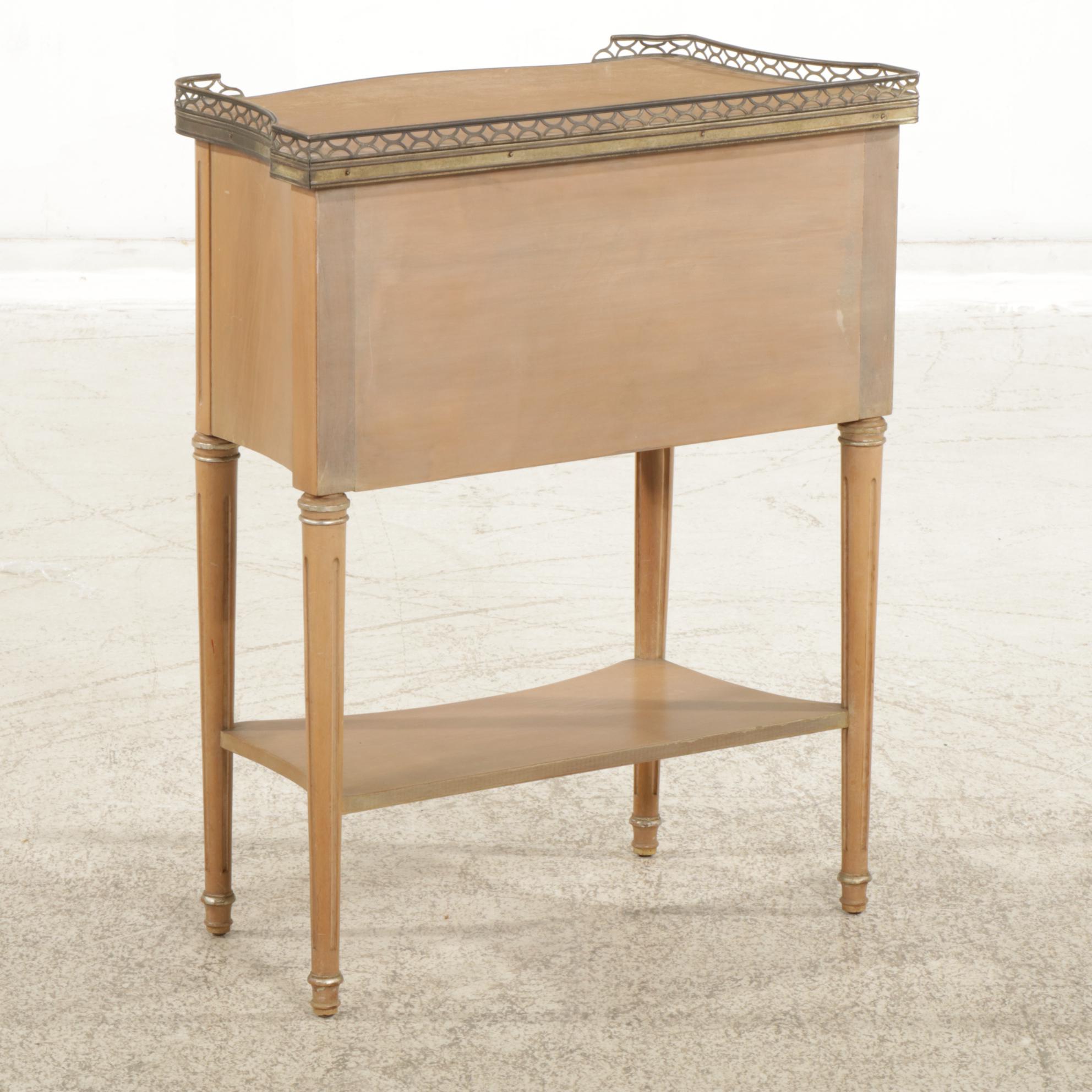 Louis XVI Style Painted Side Table with Brass Gallery Rail, Mid-20th Century