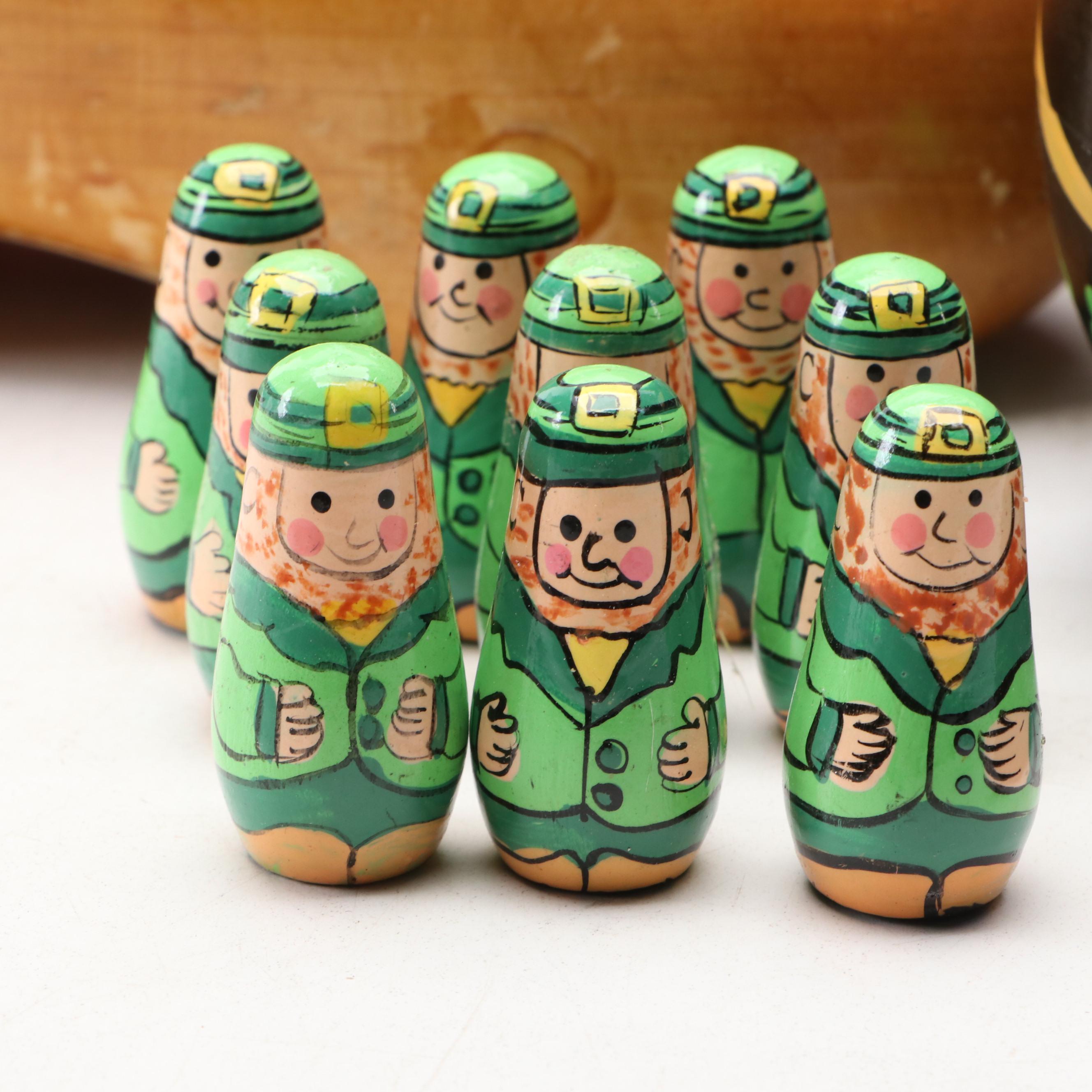 Studio Pottery Earthenware Pitcher with Floral Needlepoint Pillow and Wood Décor