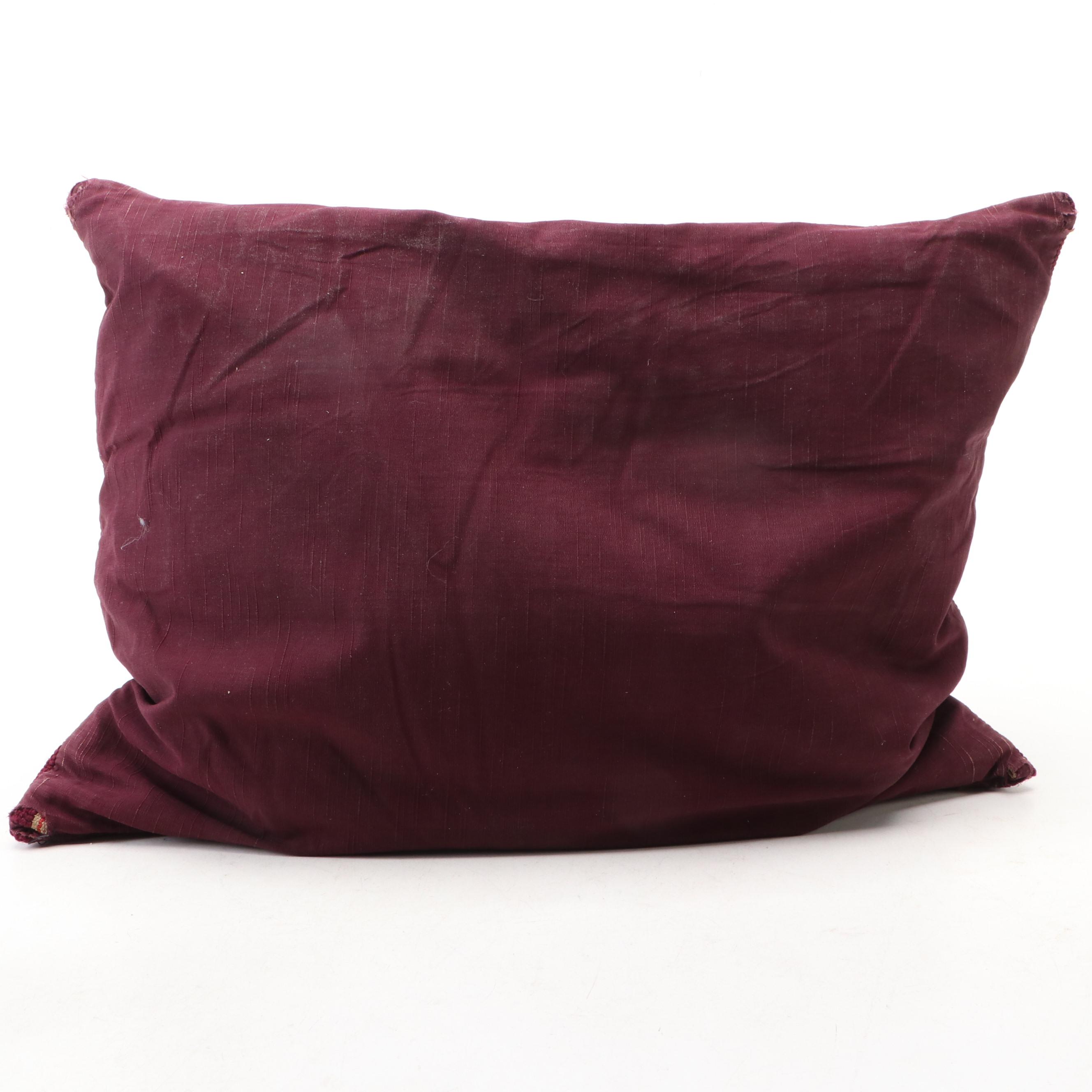 Studio Pottery Earthenware Pitcher with Floral Needlepoint Pillow and Wood Décor