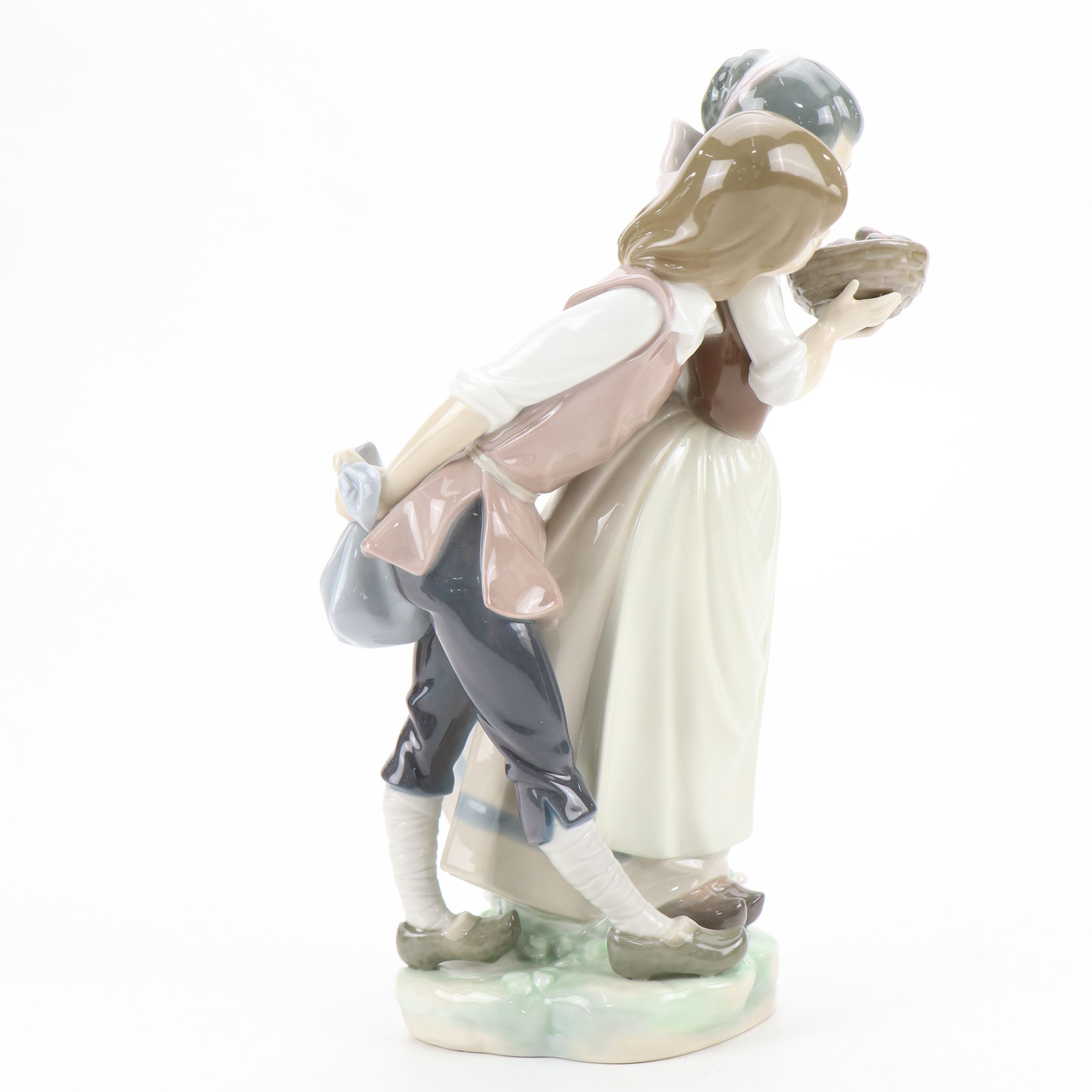 Lladró "Children with Basket of Fruit" with Bing & Grøndahl Porcelain Figurines
