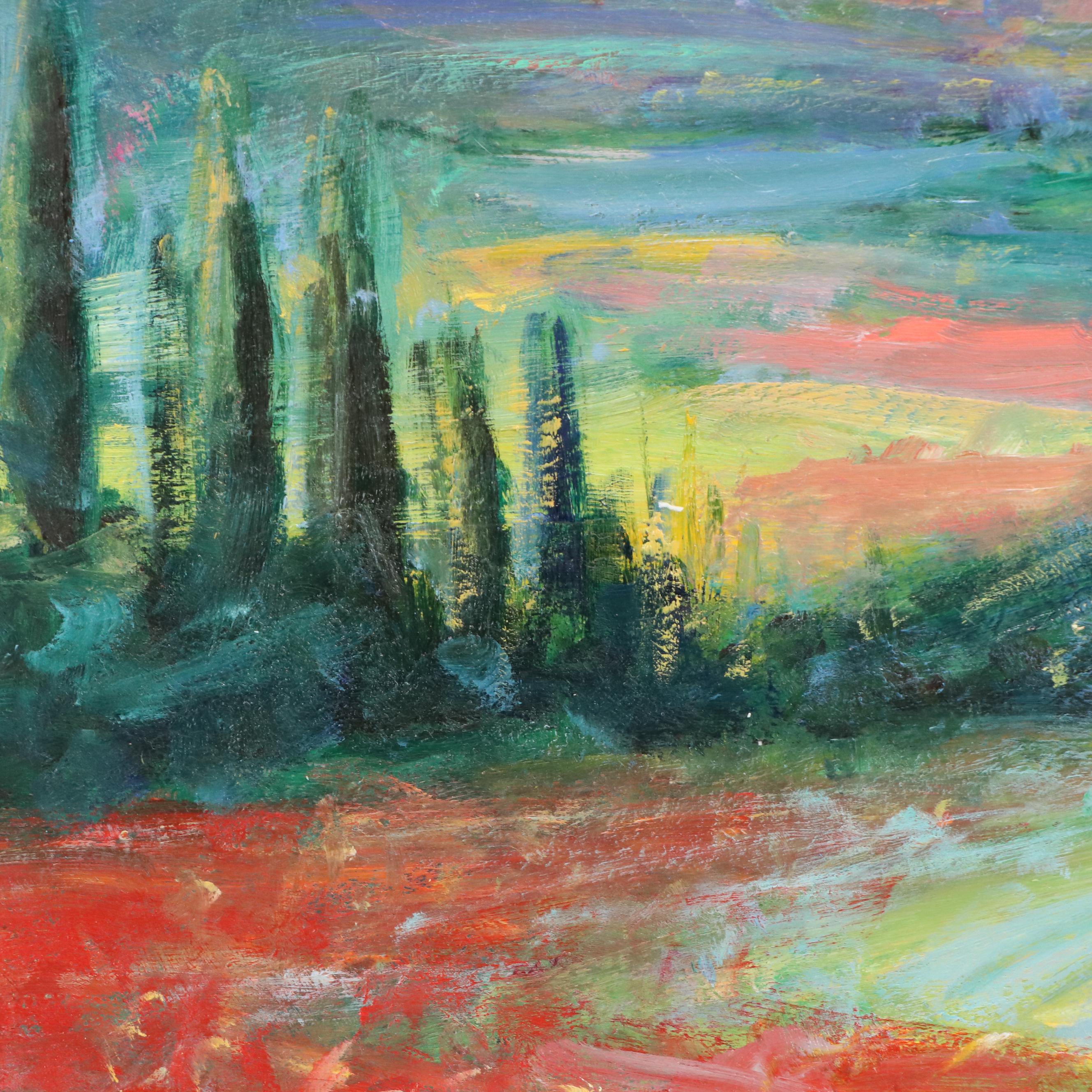 Nino Pippa Oil Painting "Tuscany Landscape with Tulips," 2017