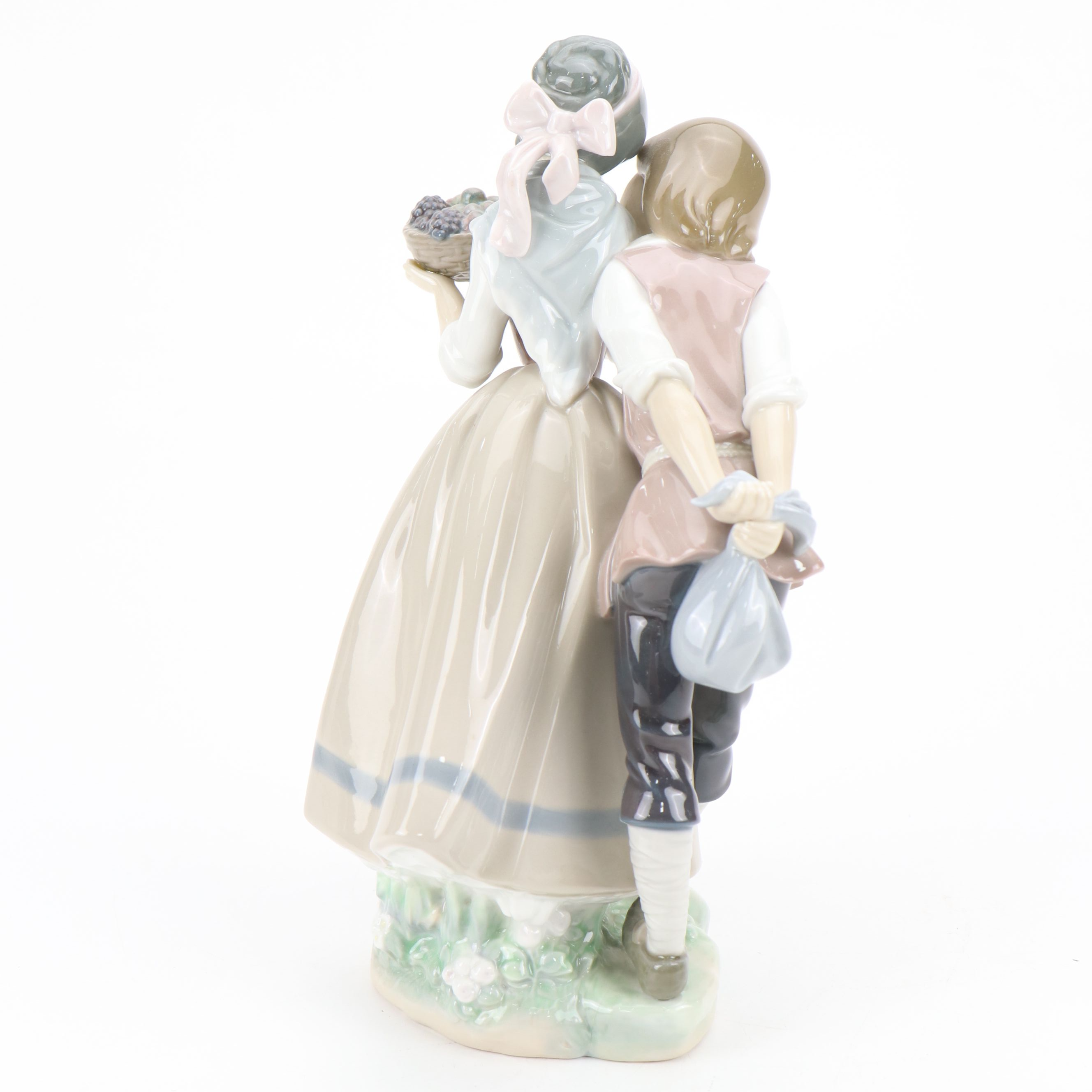 Lladró "Children with Basket of Fruit" with Bing & Grøndahl Porcelain Figurines