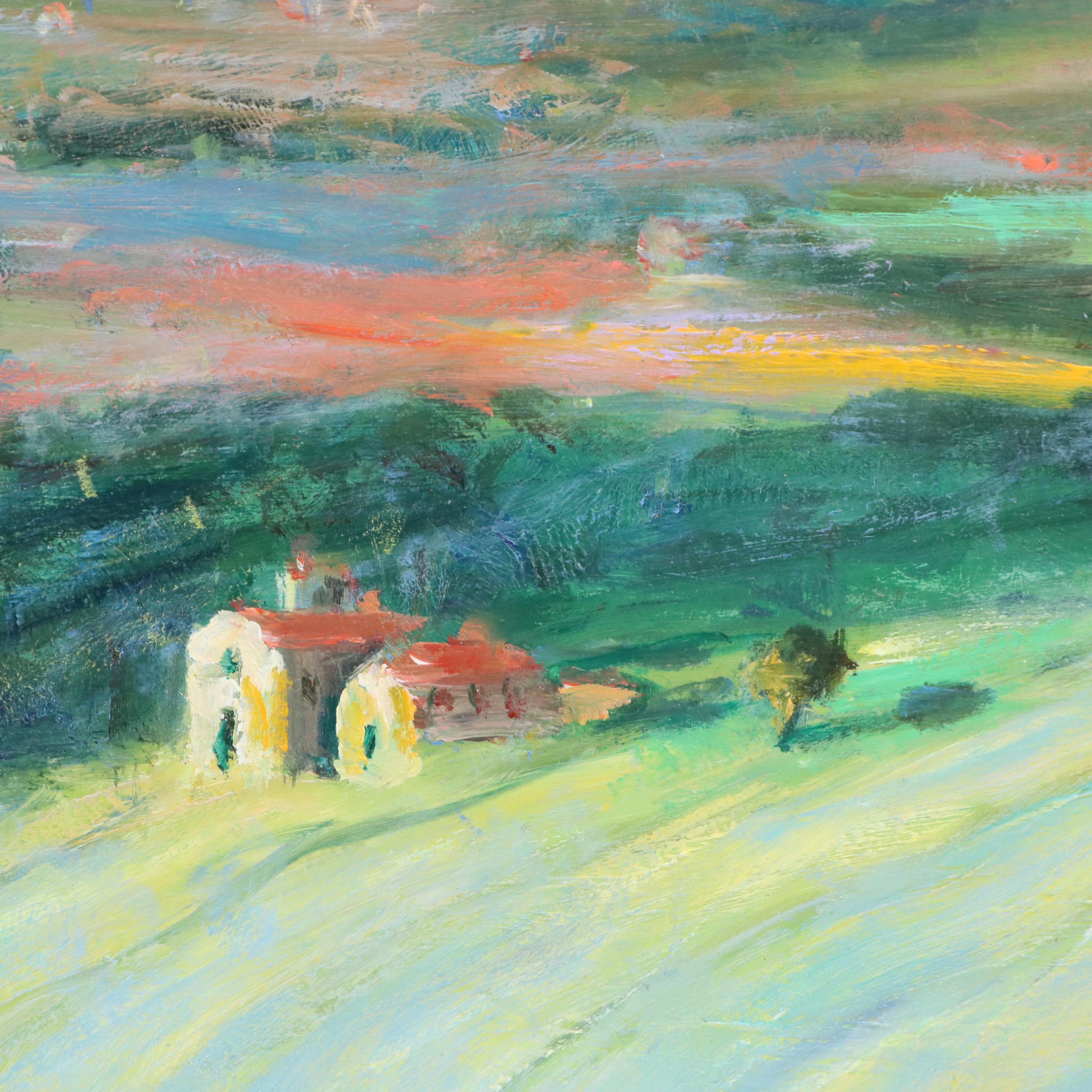 Nino Pippa Oil Painting "Tuscany Landscape with Tulips," 2017