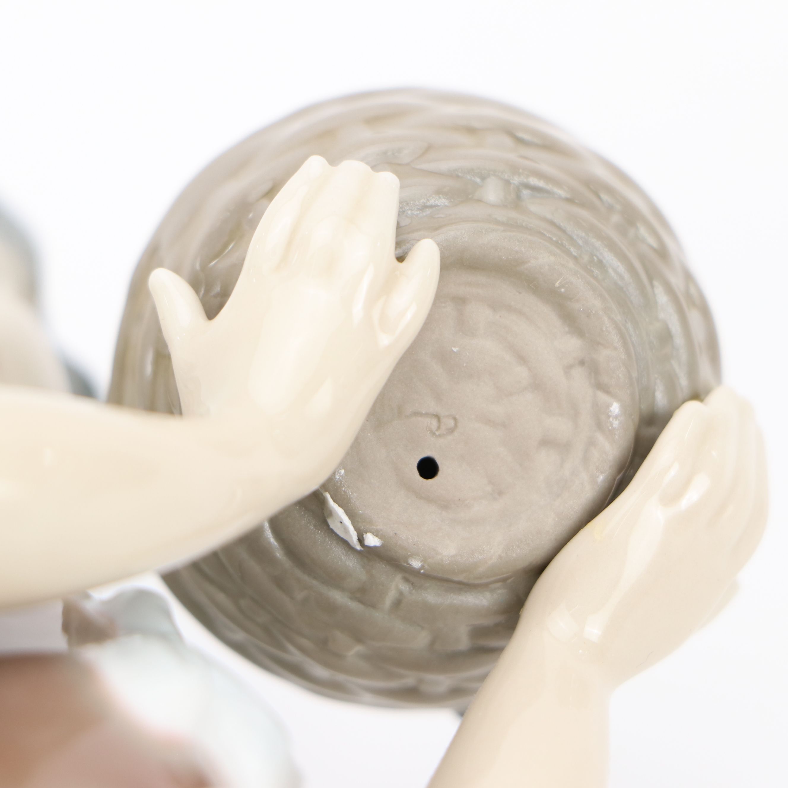 Lladró "Children with Basket of Fruit" with Bing & Grøndahl Porcelain Figurines