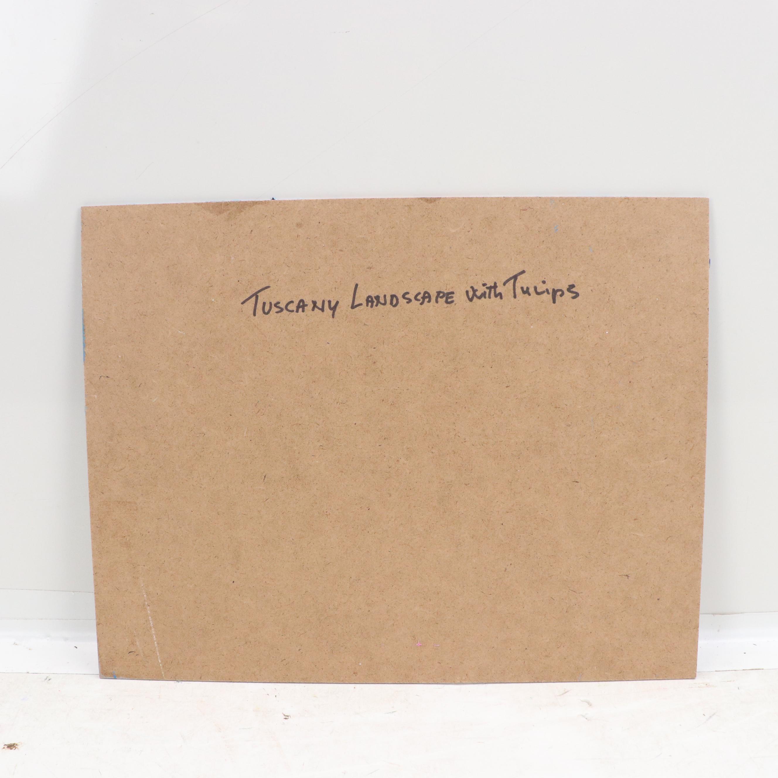 Nino Pippa Oil Painting "Tuscany Landscape with Tulips," 2017