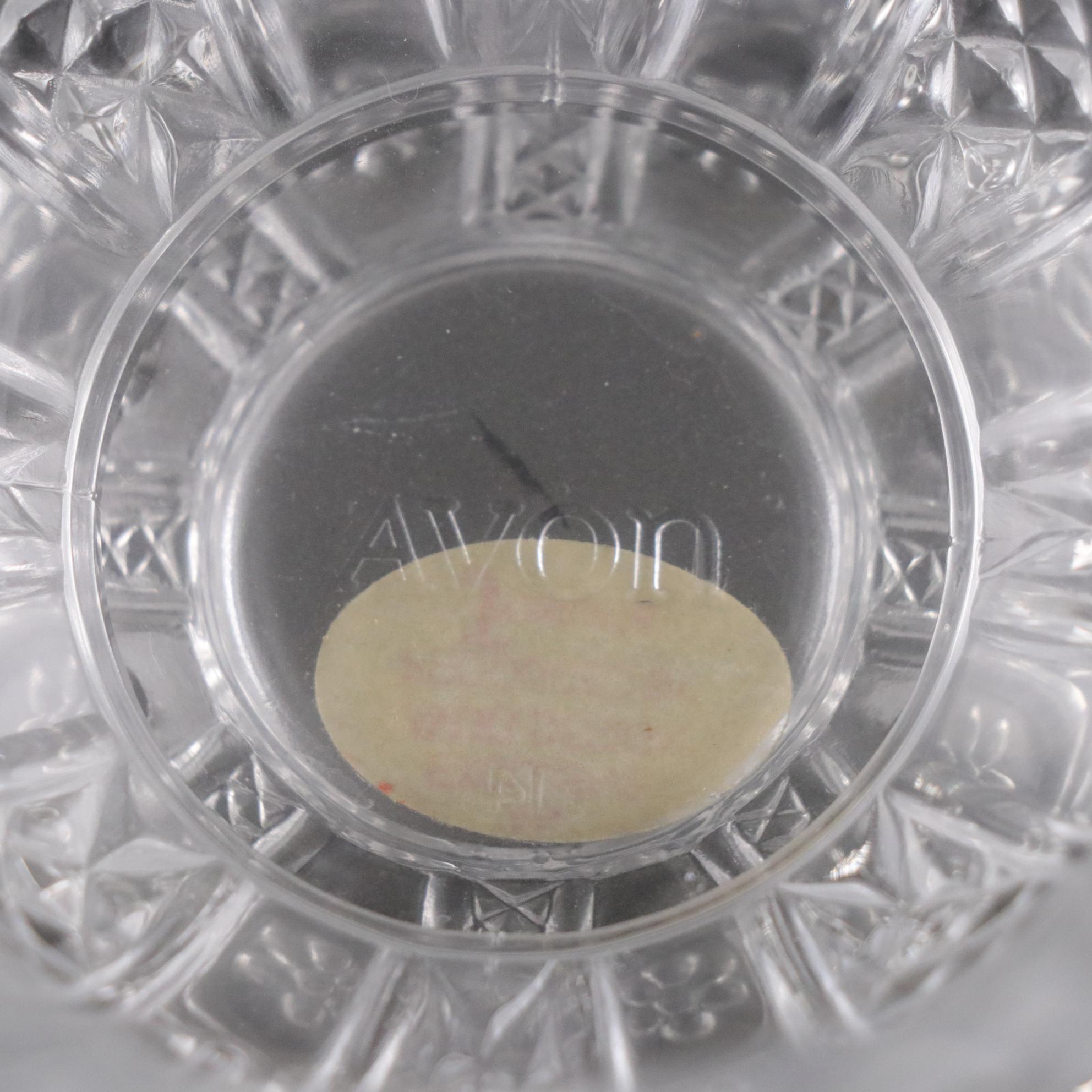 Glassware with Avon, Cambridge "Rose Point" and Tiffin "Cherokee Rose"