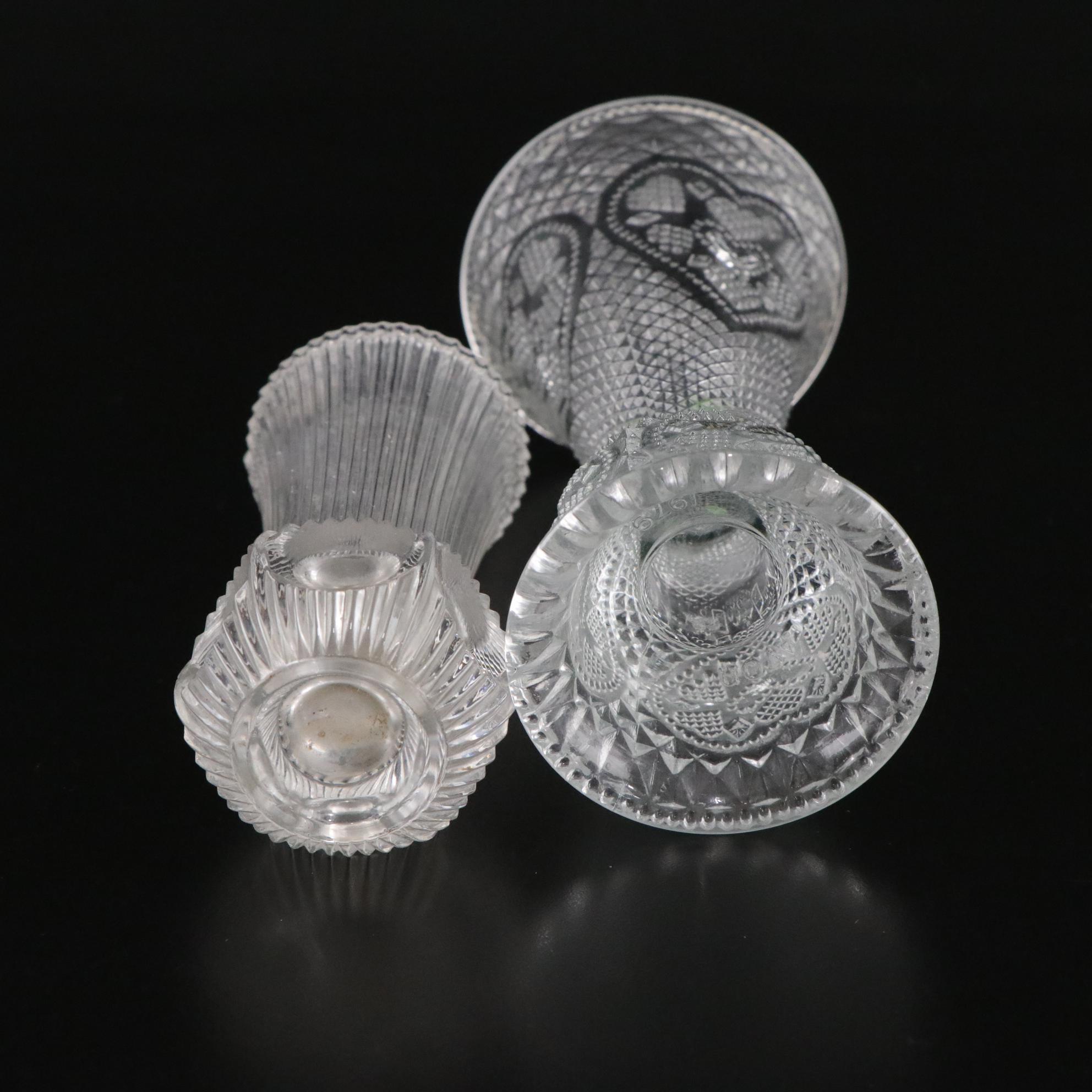 Glassware with Avon, Cambridge "Rose Point" and Tiffin "Cherokee Rose"