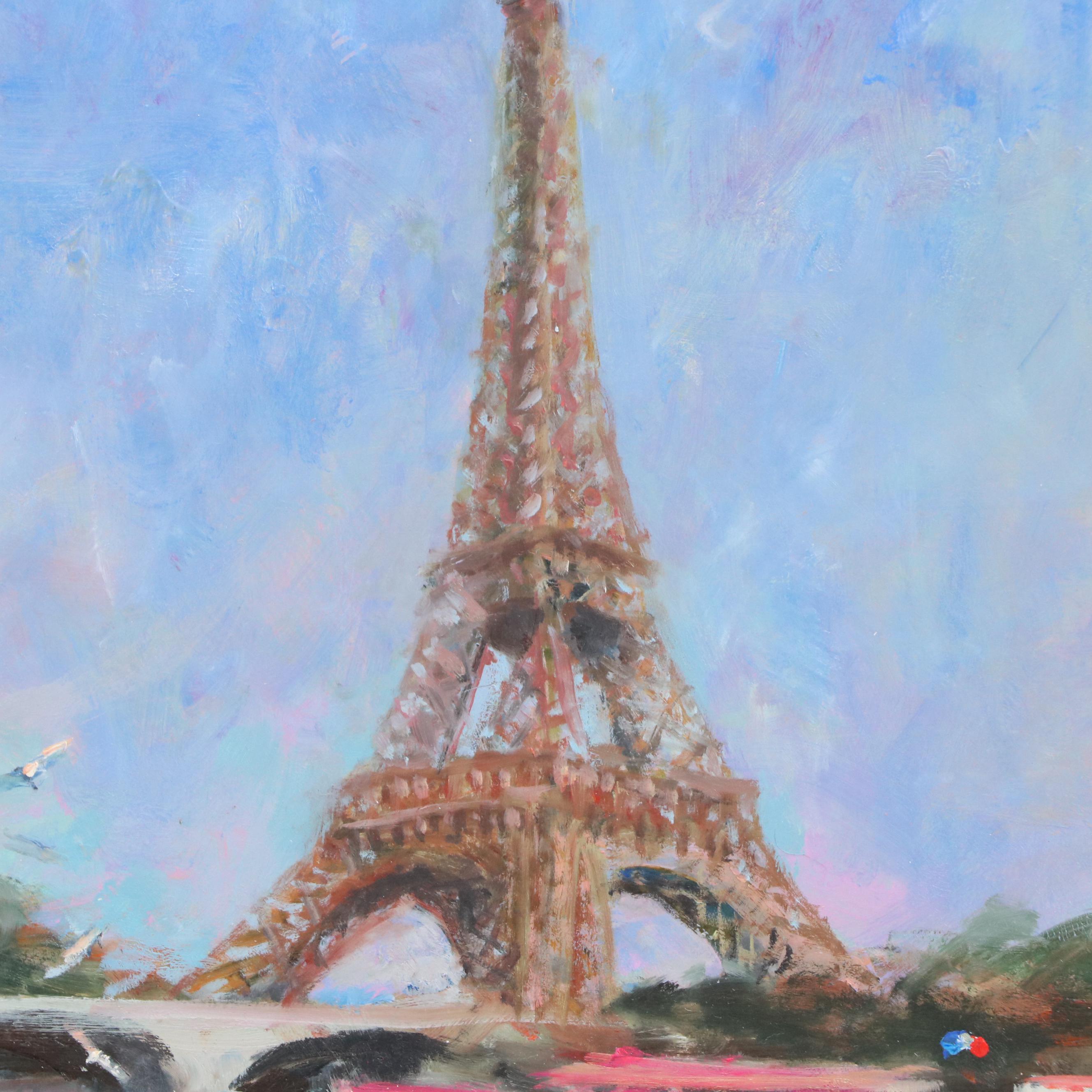 Nino Pippa Cityscape Oil Painting "Paris Seagulls on the Seine," 2018