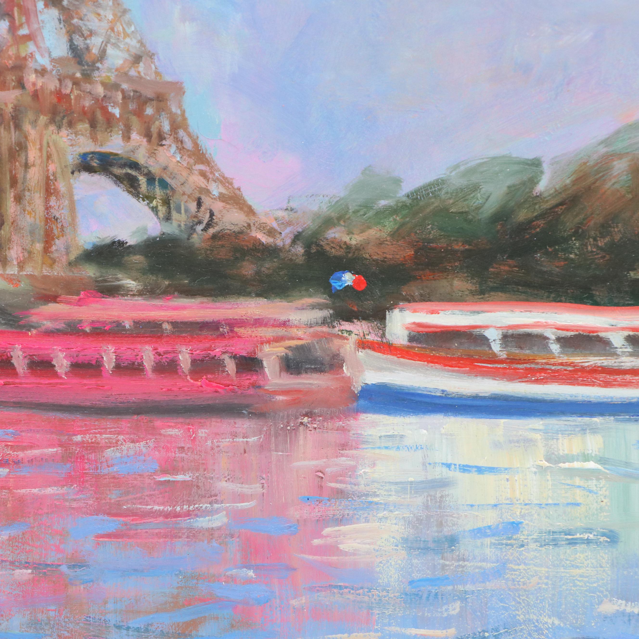 Nino Pippa Cityscape Oil Painting "Paris Seagulls on the Seine," 2018