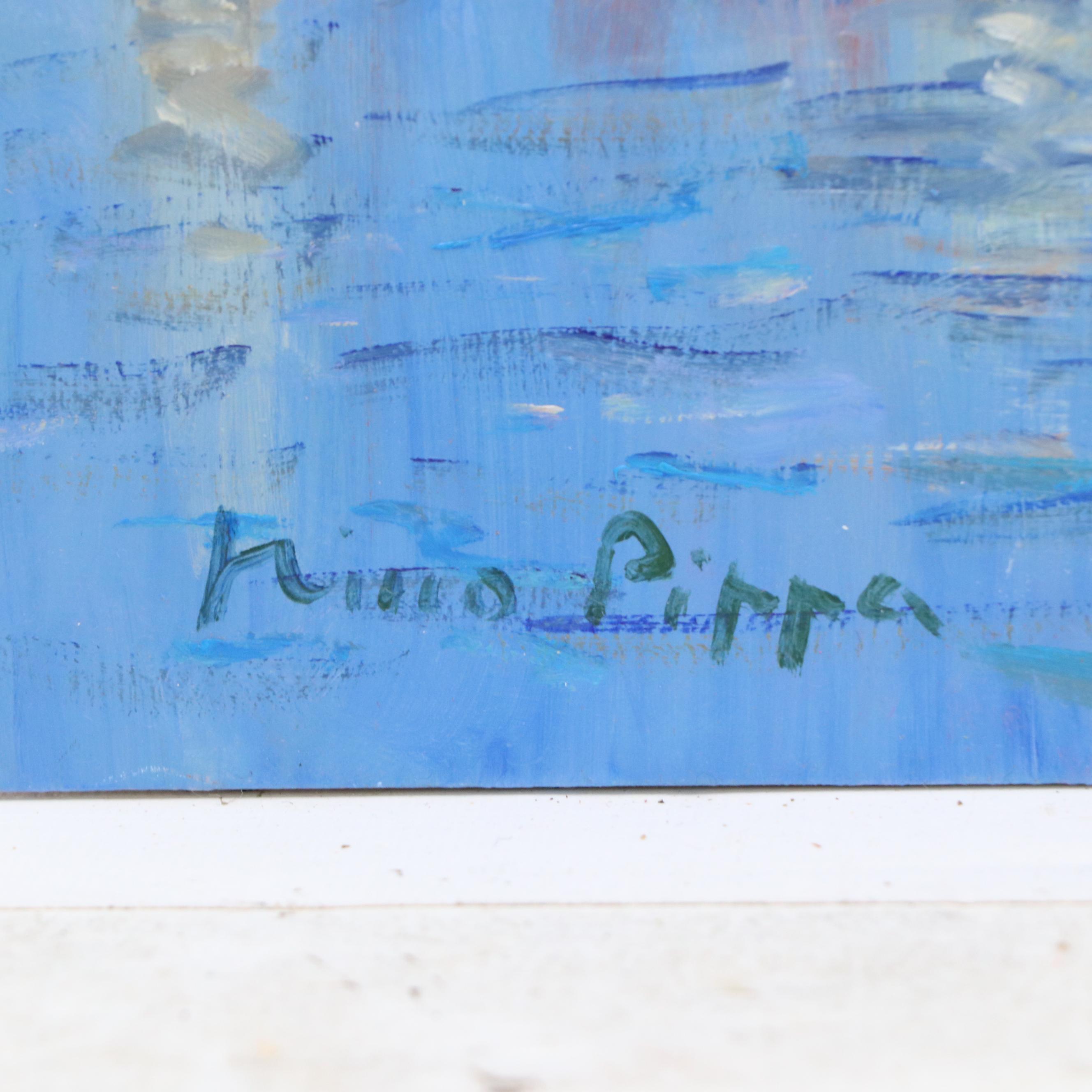 Nino Pippa Cityscape Oil Painting "Paris Seagulls on the Seine," 2018