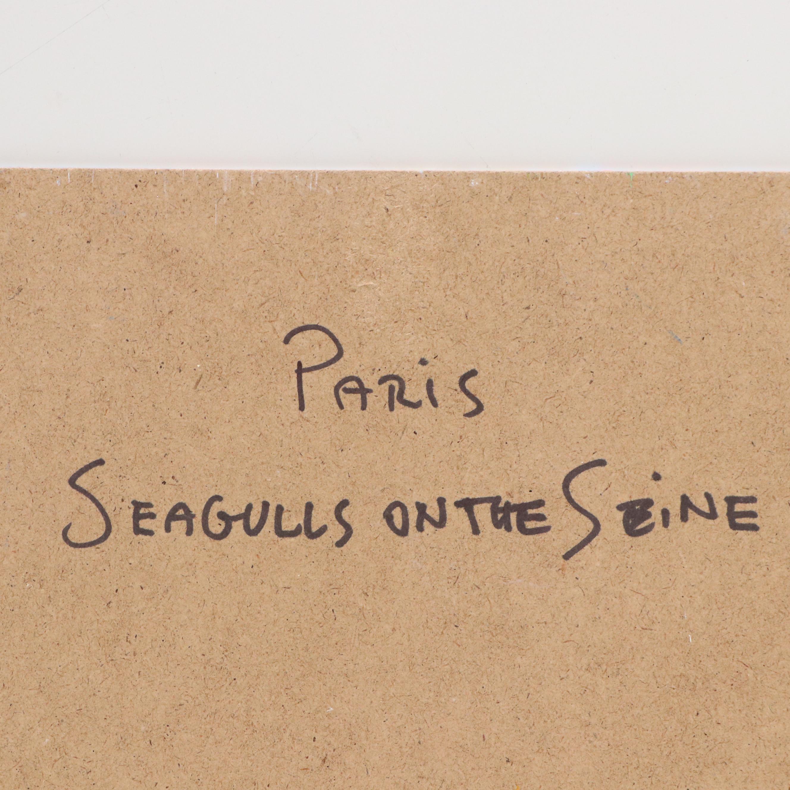 Nino Pippa Cityscape Oil Painting "Paris Seagulls on the Seine," 2018