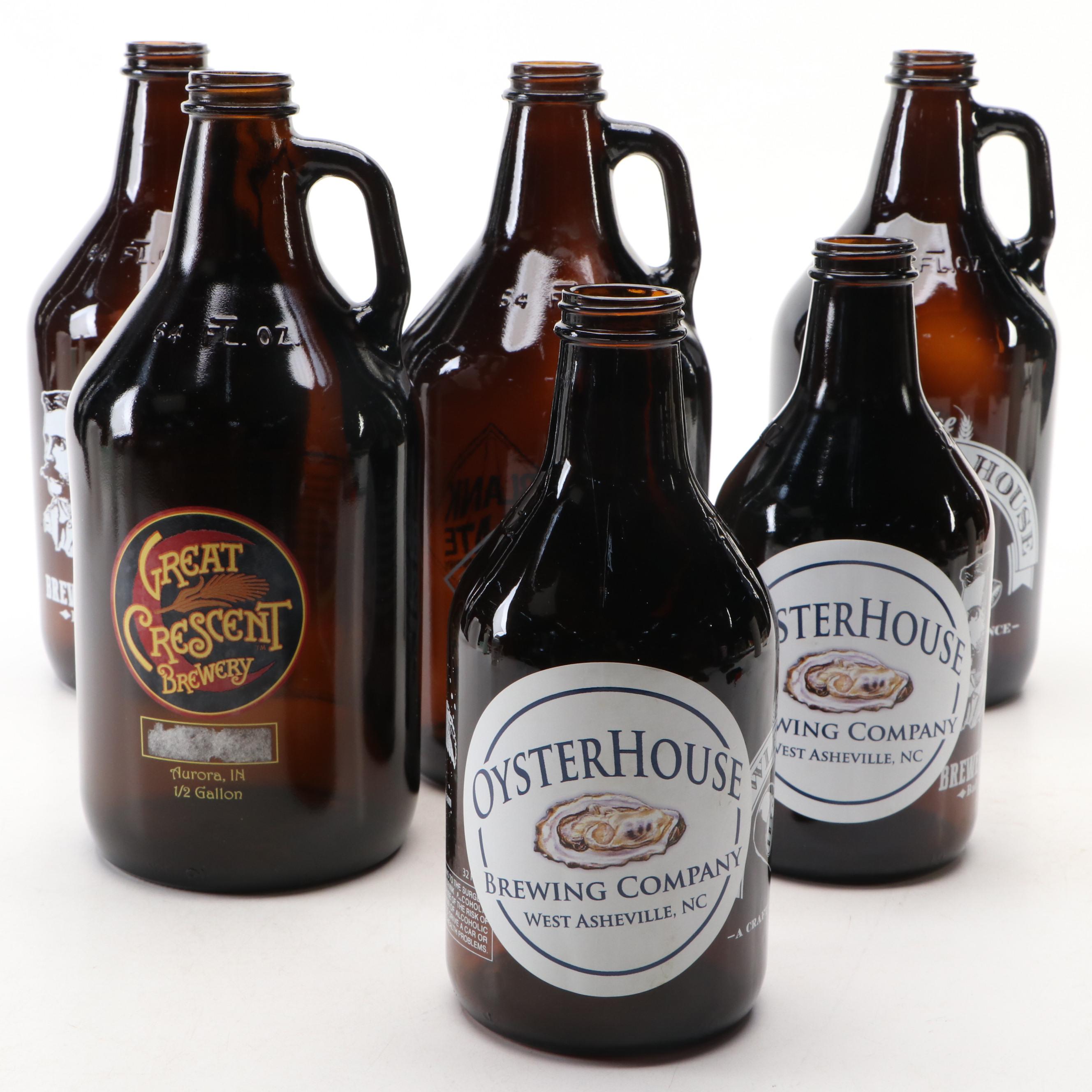 Bad Tom Smith, Great Crescent and Other Brown Glass Brewery Growlers