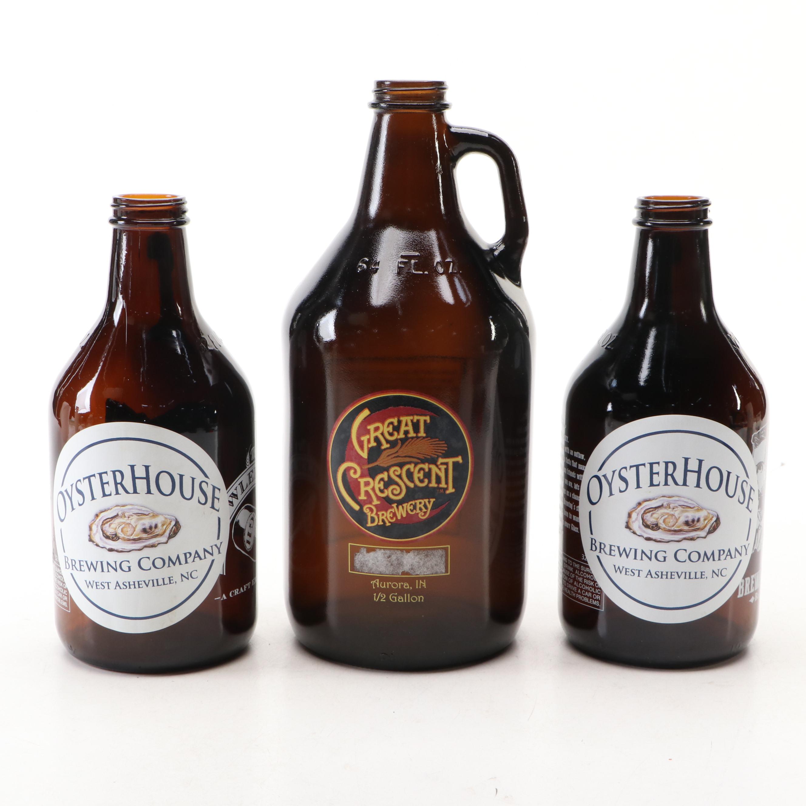 Bad Tom Smith, Great Crescent and Other Brown Glass Brewery Growlers